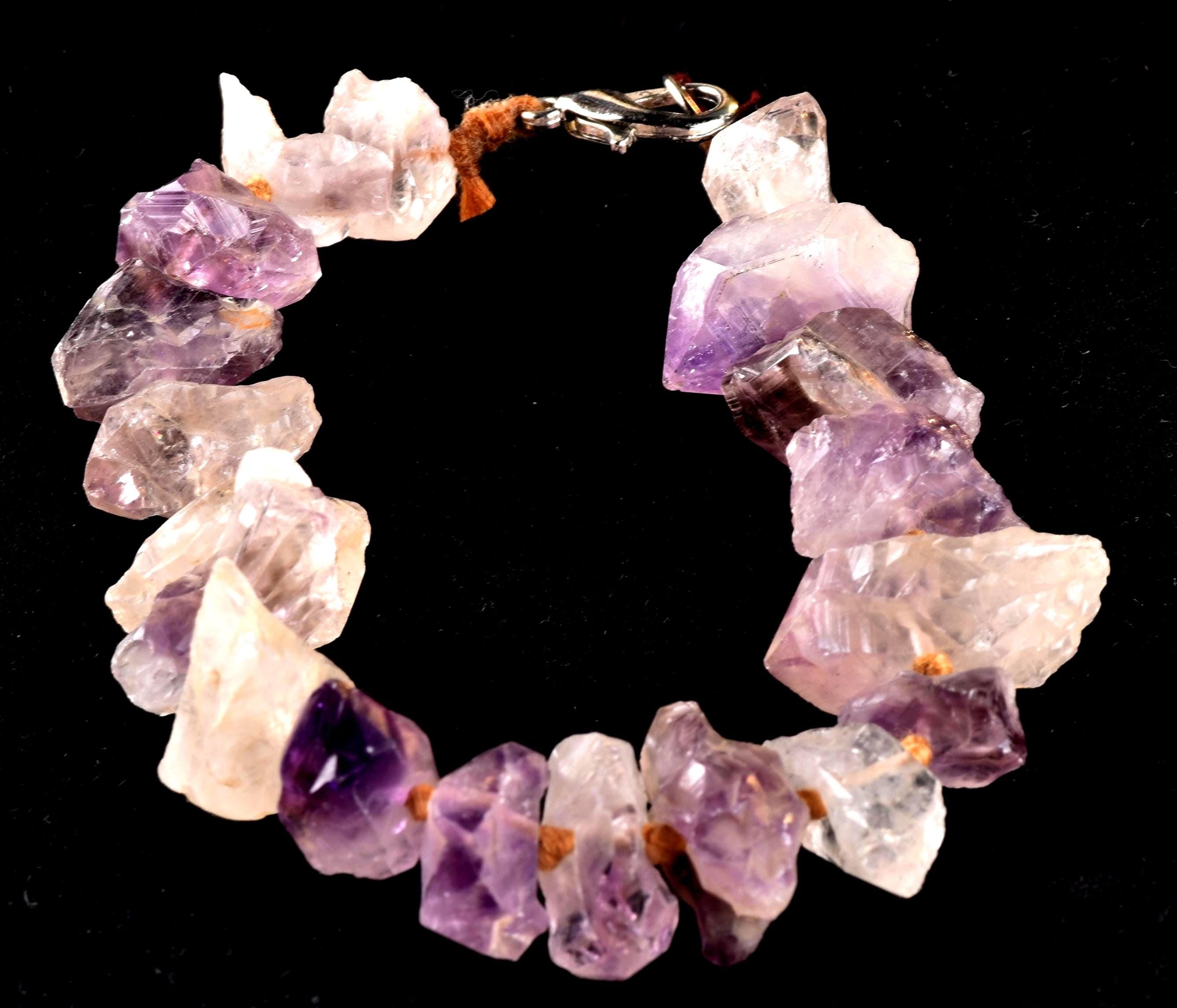 Satyaloka  with amethyst hue  High frequency synergy 12 healing  bliss crystal bracelet   #7079