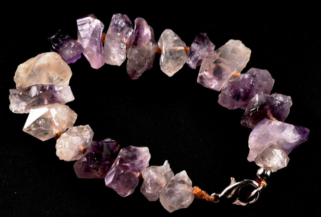 Satyaloka  with amethyst hue  High frequency synergy 12 healing  bliss crystal bracelet   #7079