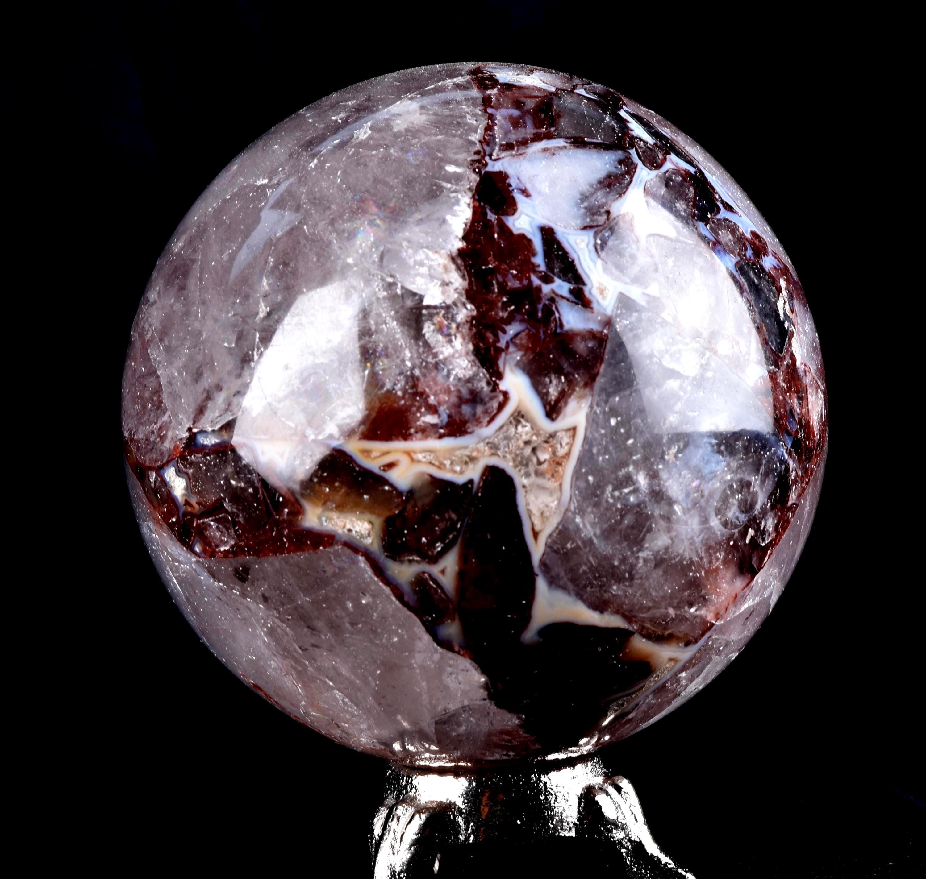 Himalayan  red Agnitite Rainbow,window crystal 10.5 cms sphere  supra mental manifestation  # 7058