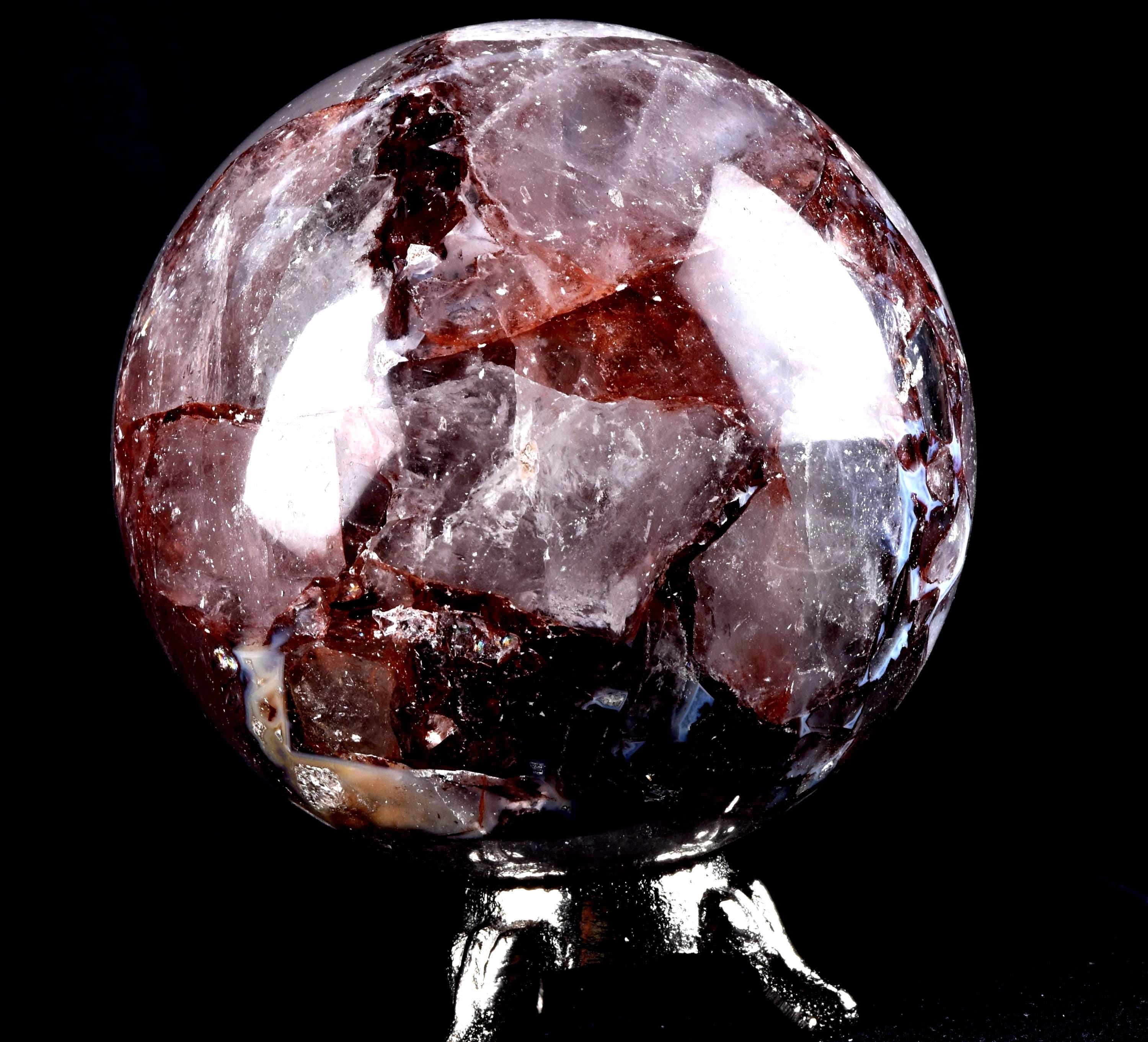 Himalayan  red Agnitite Rainbow,window crystal 10.5 cms sphere  supra mental manifestation  # 7058