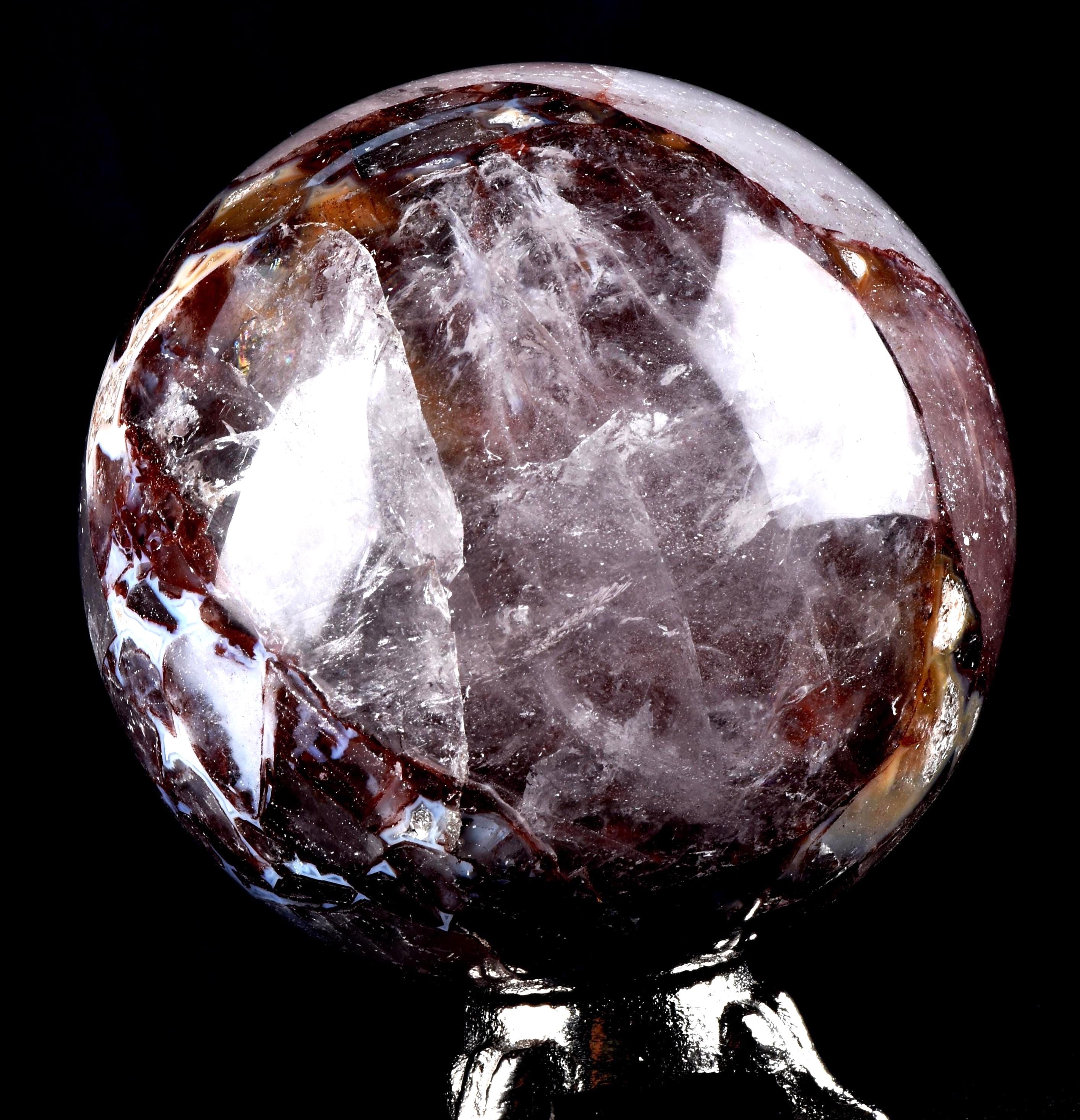 Himalayan  red Agnitite Rainbow,window crystal 10.5 cms sphere  supra mental manifestation  # 7058