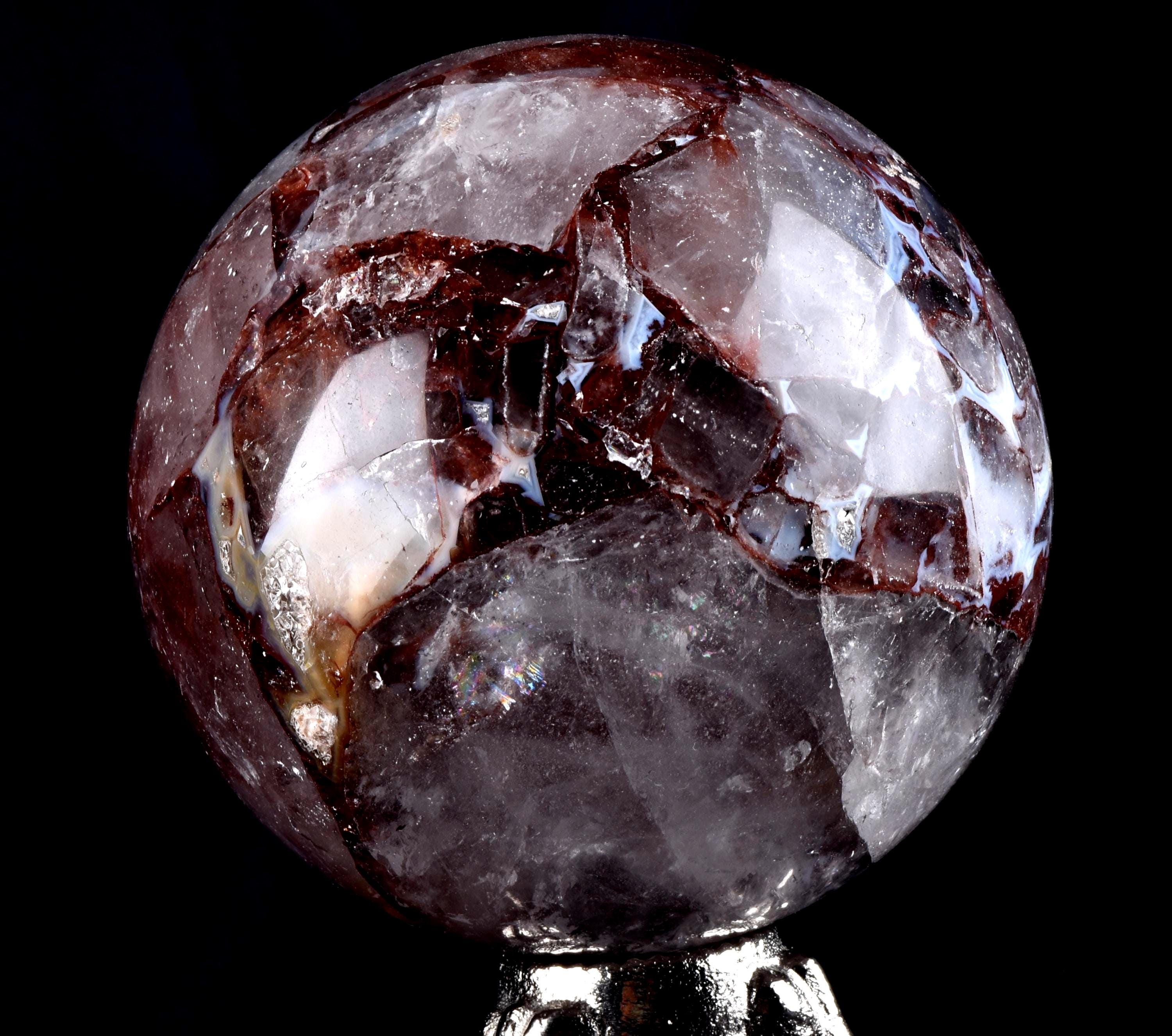 Himalayan  red Agnitite Rainbow,window crystal 10.5 cms sphere  supra mental manifestation  # 7058