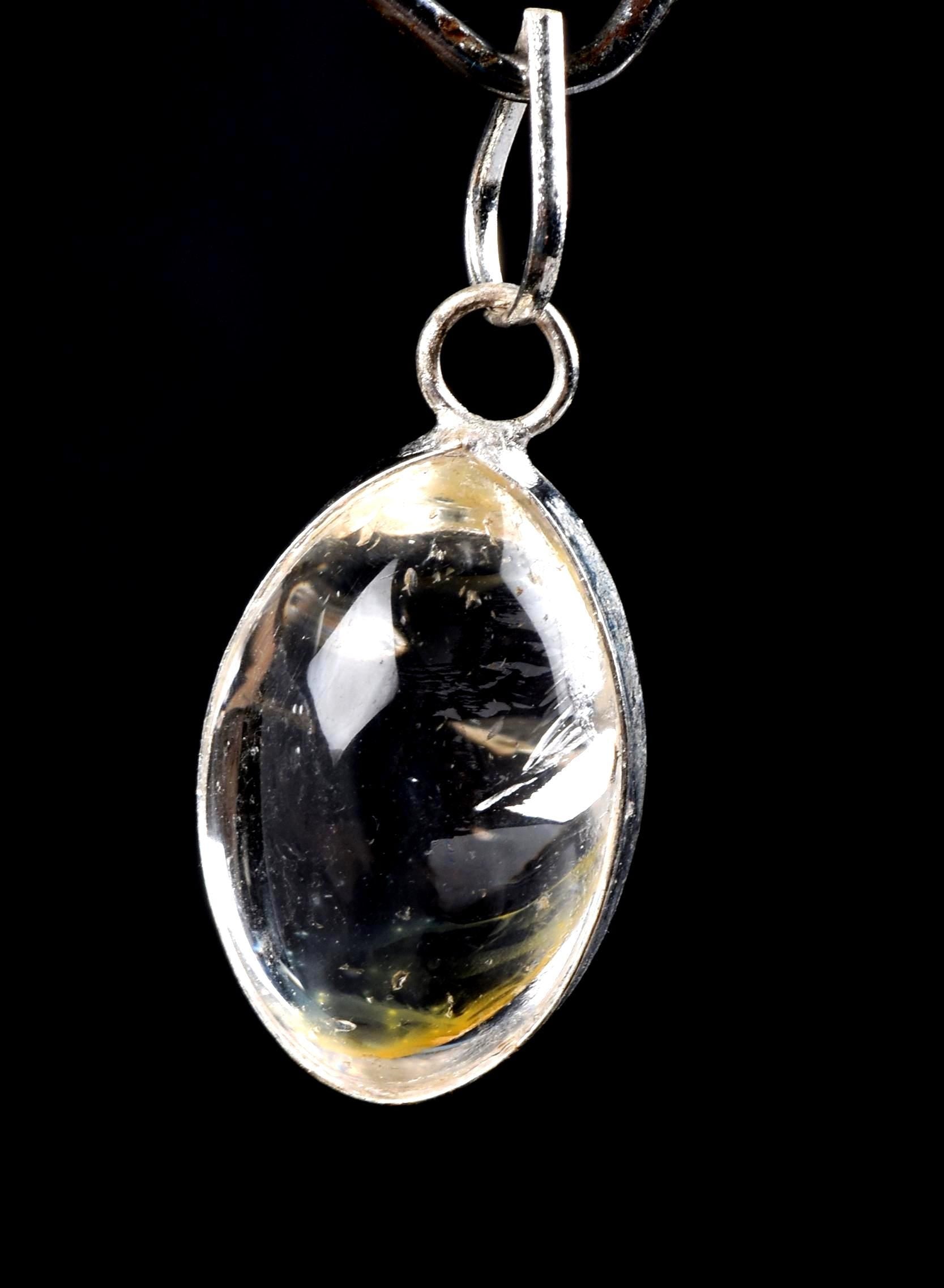 Satyaloka  quartz  tiny Lingam silver pendant  High frequency synergy 12 crystal ''sat-chit -ananda  #7834