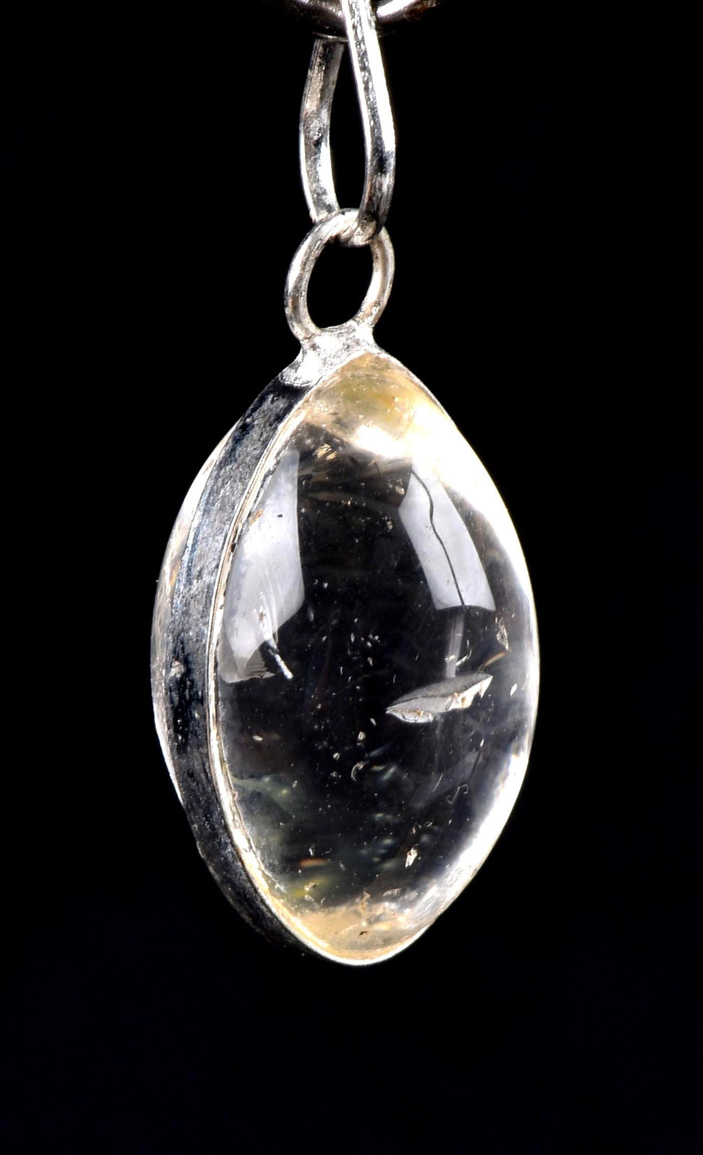 Satyaloka  quartz  tiny Lingam silver pendant  High frequency synergy 12 crystal ''sat-chit -ananda  #7834