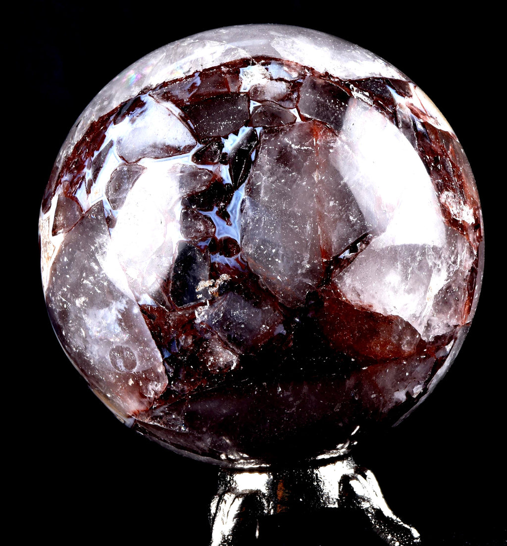 Himalayan  red Agnitite Rainbow,window crystal 10.5 cms sphere  supra mental manifestation  # 7058