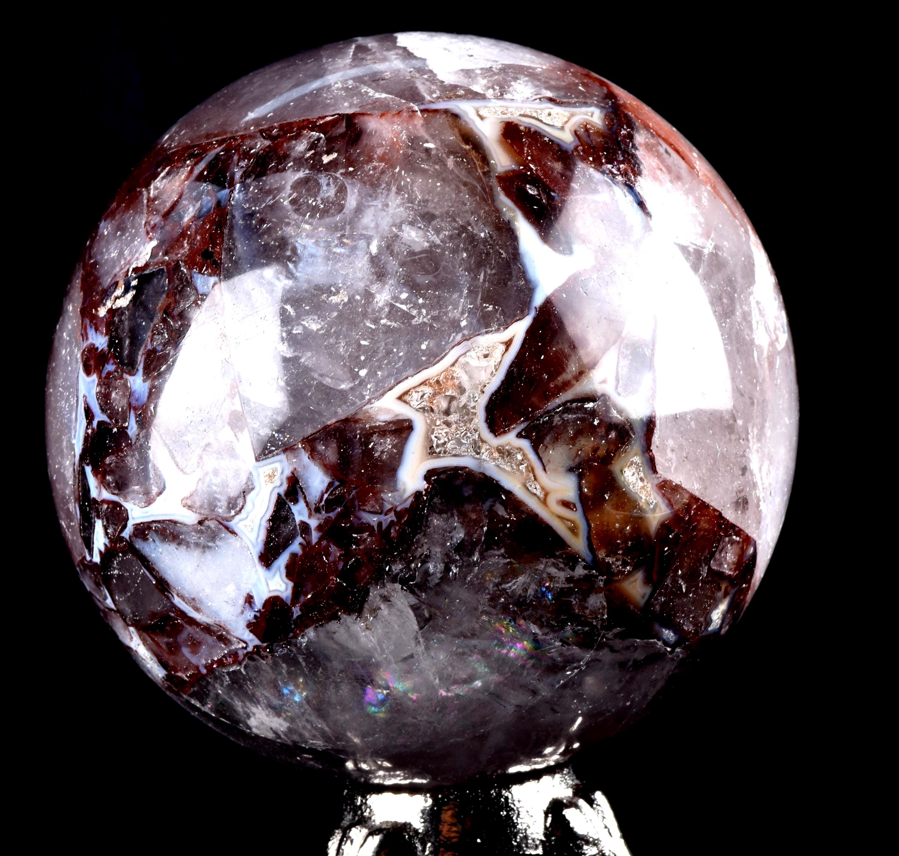 Himalayan  red Agnitite Rainbow,window crystal 10.5 cms sphere  supra mental manifestation  # 7058