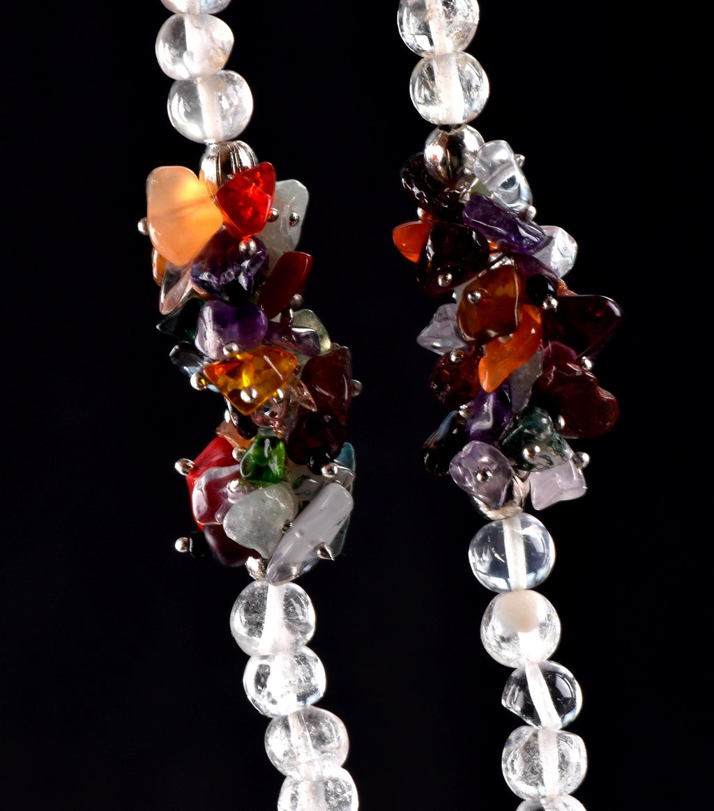 satyaloka  beads necklace with semi precious multi  gem stone chip bead  chakra  new age necklace #6823