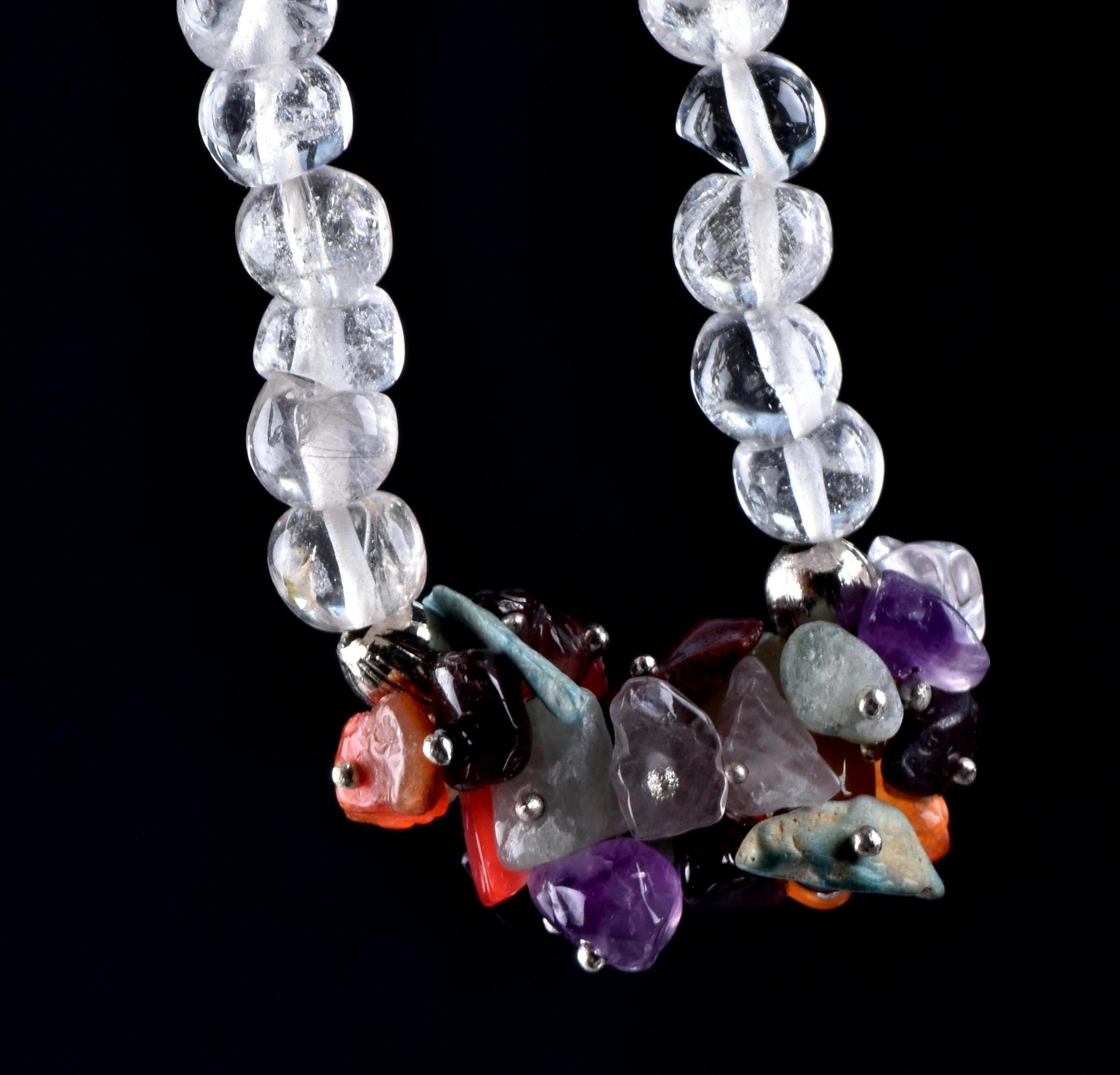 satyaloka  beads necklace with semi precious multi  gem stone chip bead  chakra  new age necklace #6823