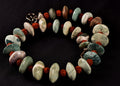 turquoise beads, courage creativity + rudraksha  16'' necklace  # 7890
