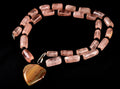 Rose quartz  vintage tube beads of universal love 19 inch love necklace #7891