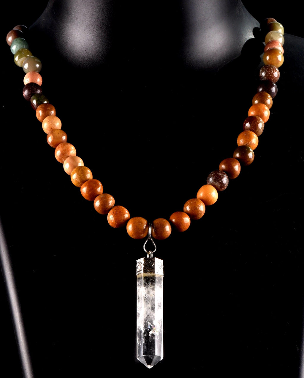 Red jasper green aventurian,golden healer  necklace with satyaloka satyamani pendant, transmuting emotional, mental and physical pain #6617
