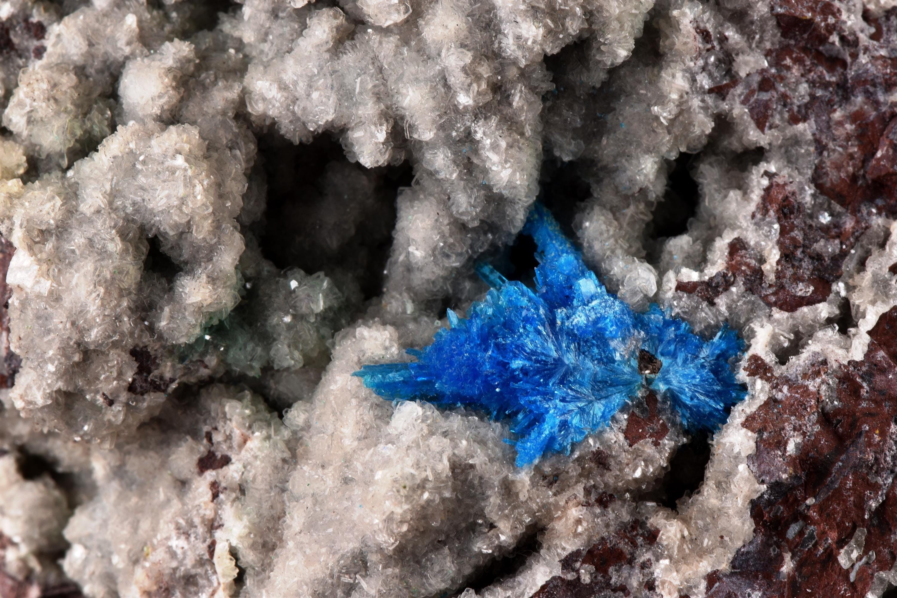 Peacock blue Pentagonite crystal  on heulandite base  third eye and crown chakras, #  7201