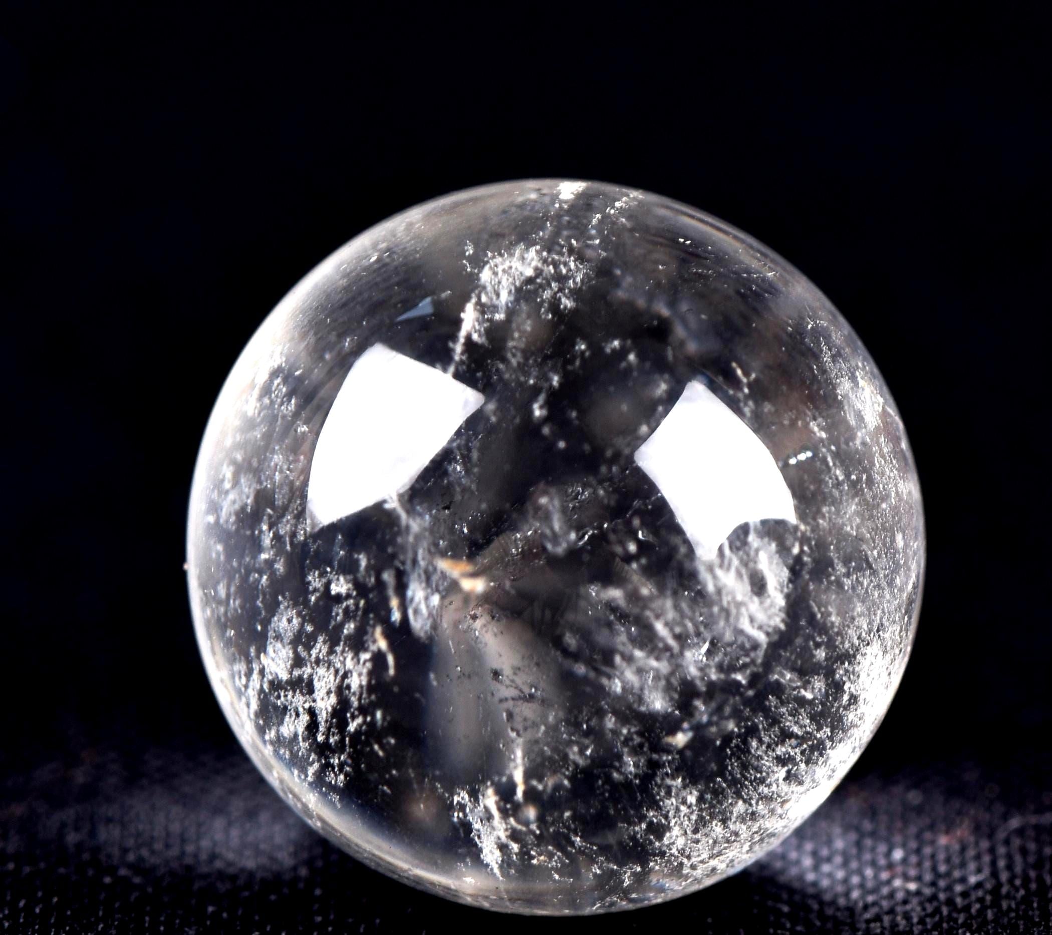 Satyaloka quartz tiny scrying devic  sphere  High frequency synergy 12 crystal ''sat-chit -ananda   #7940