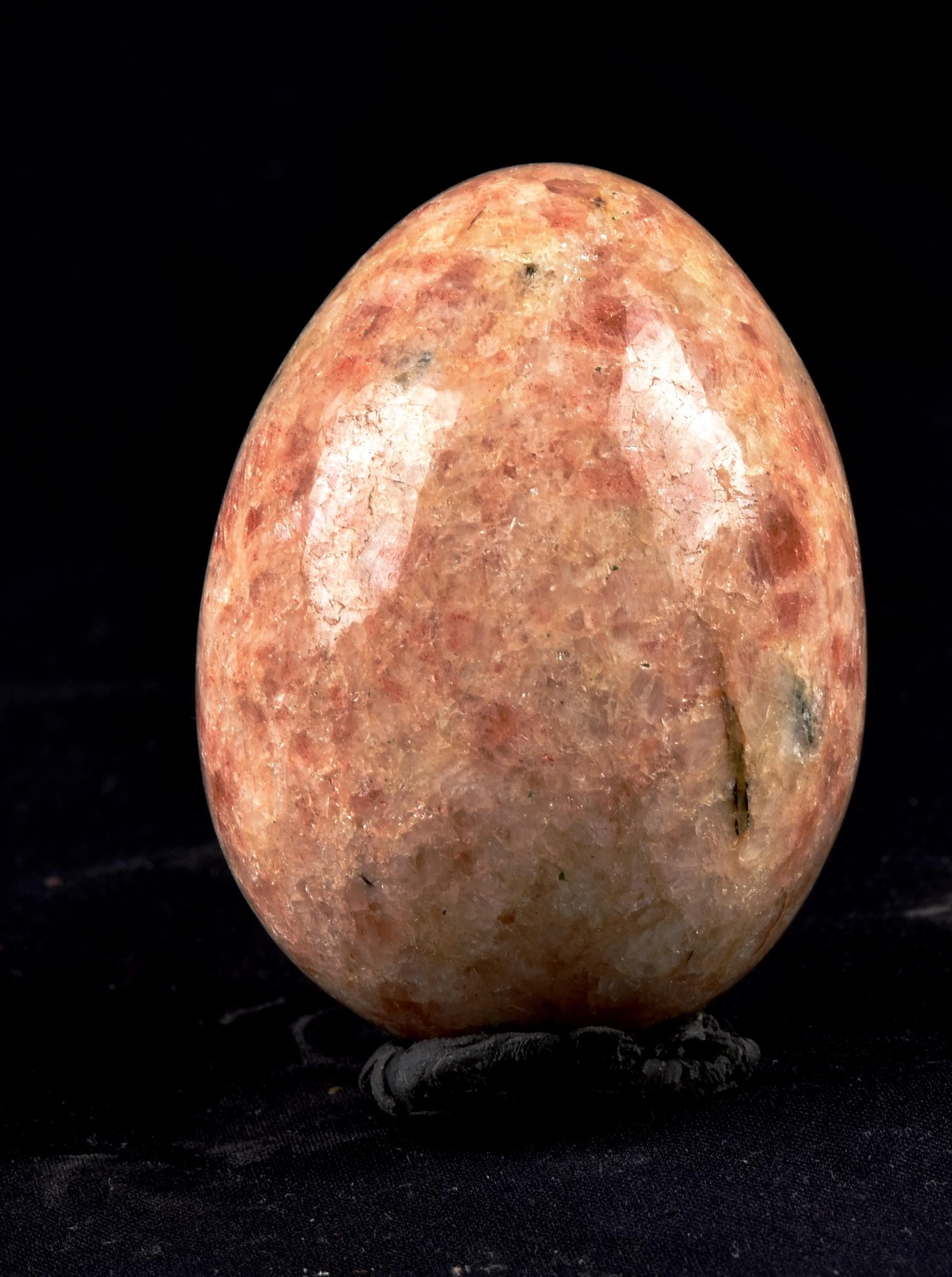 Sun stone with black tourmaline egg good luck freedom happiness 7954