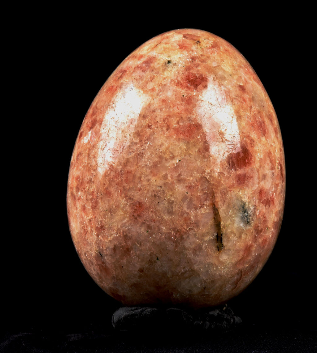 Sun stone with black tourmaline egg good luck freedom happiness 7954