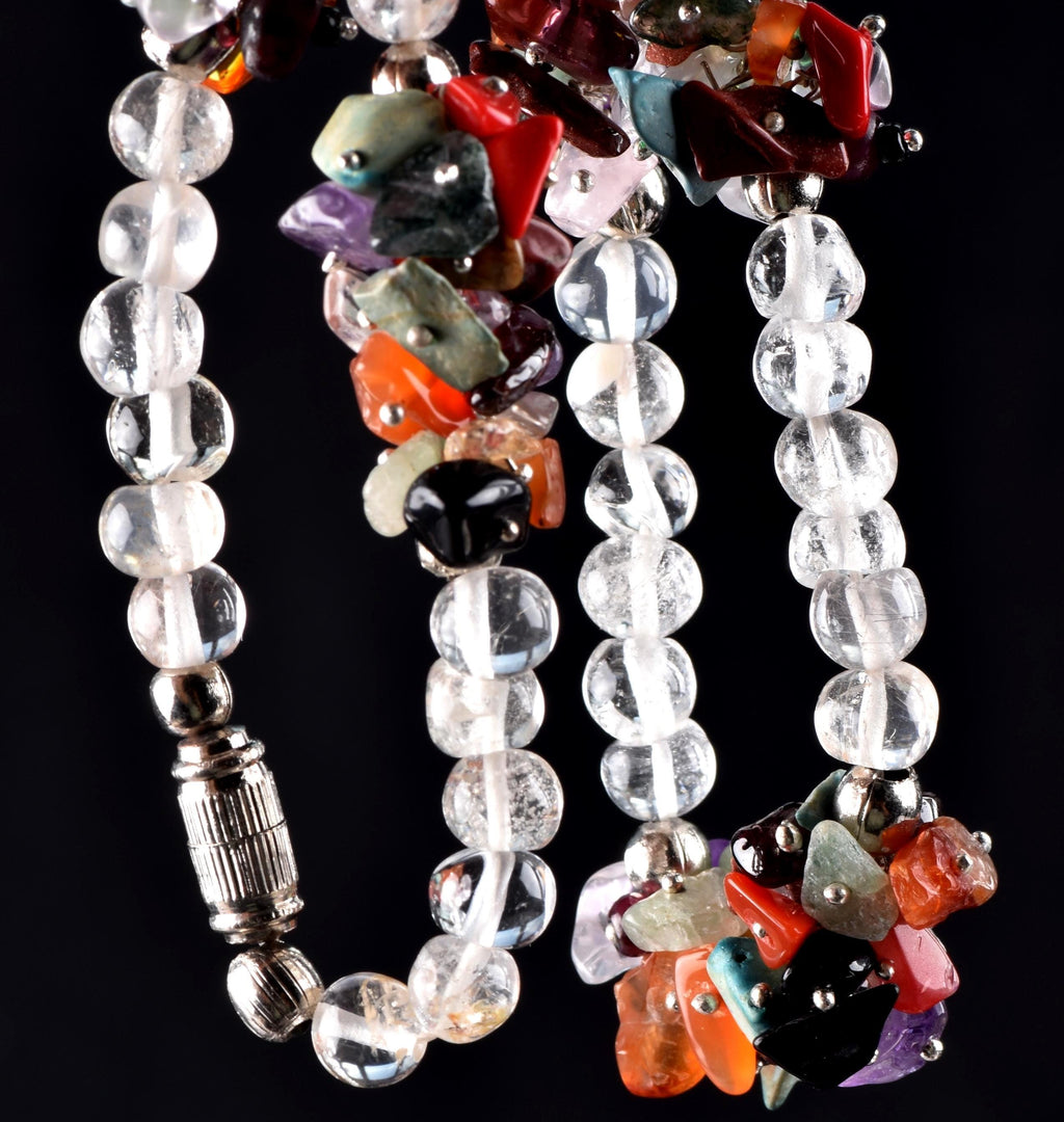 satyaloka  beads necklace with semi precious multi  gem stone chip bead  chakra  new age necklace #6823