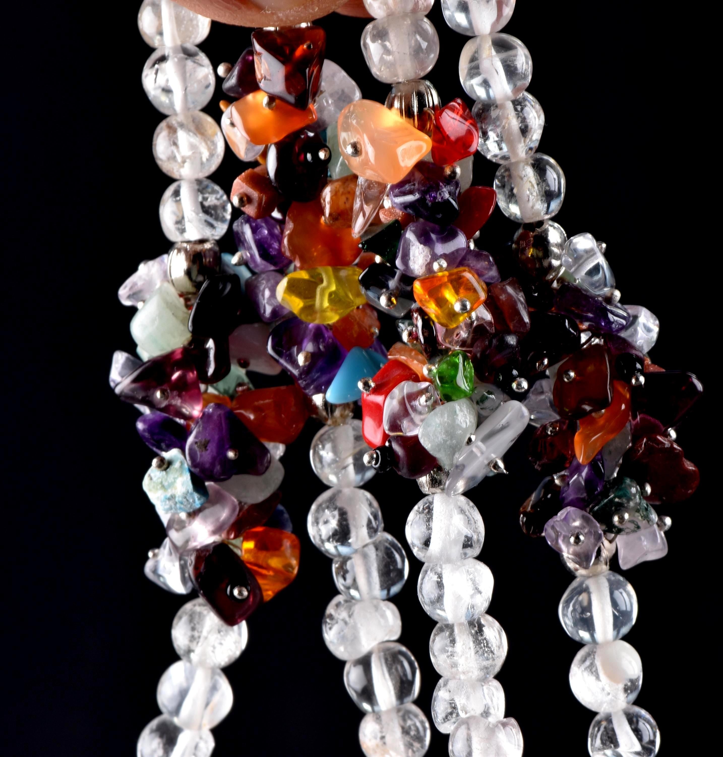 satyaloka  beads necklace with semi precious multi  gem stone chip bead  chakra  new age necklace #6823