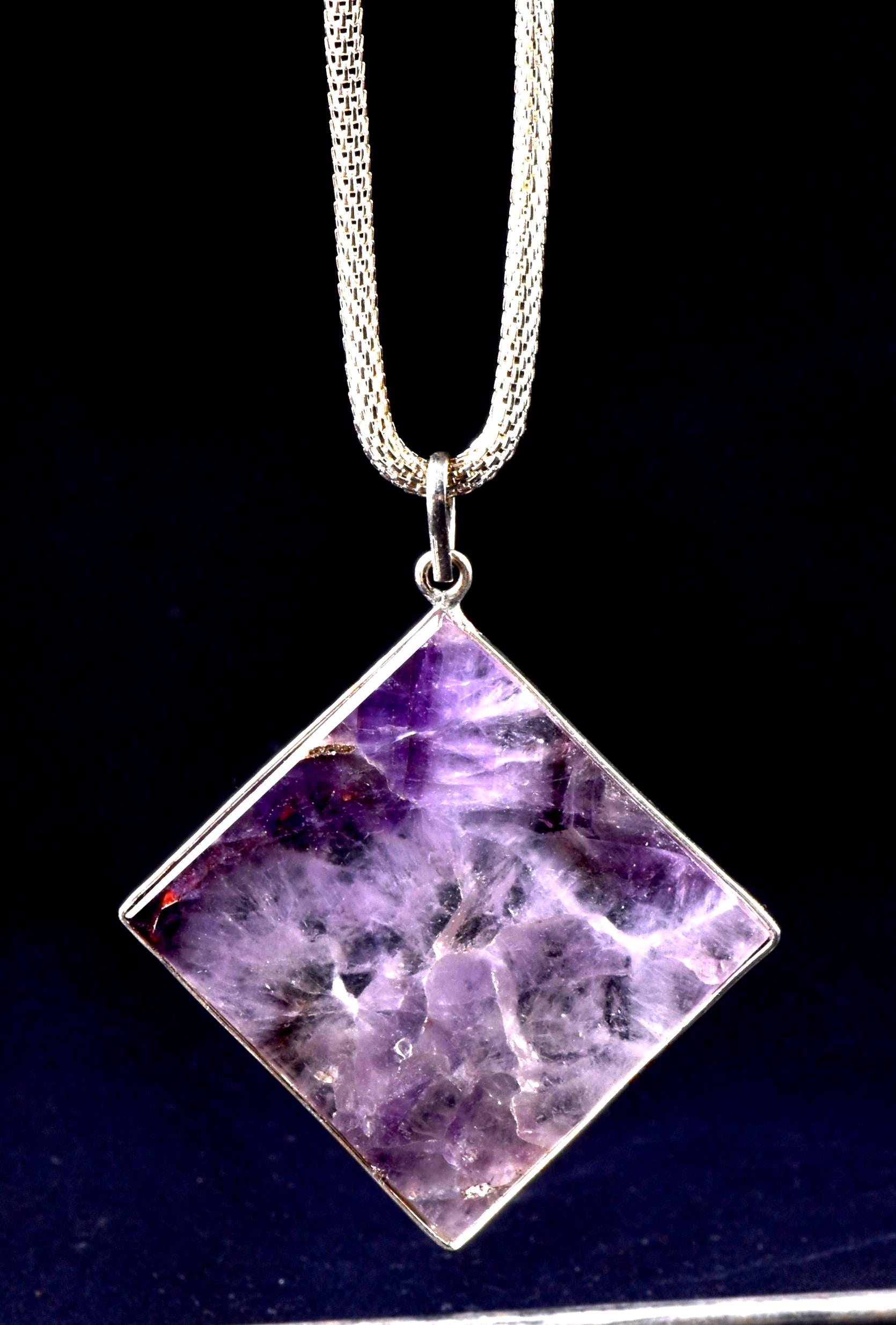 Super seven melody stone  chevron square plate   pendant psychic abilities spiritual elevation    7261