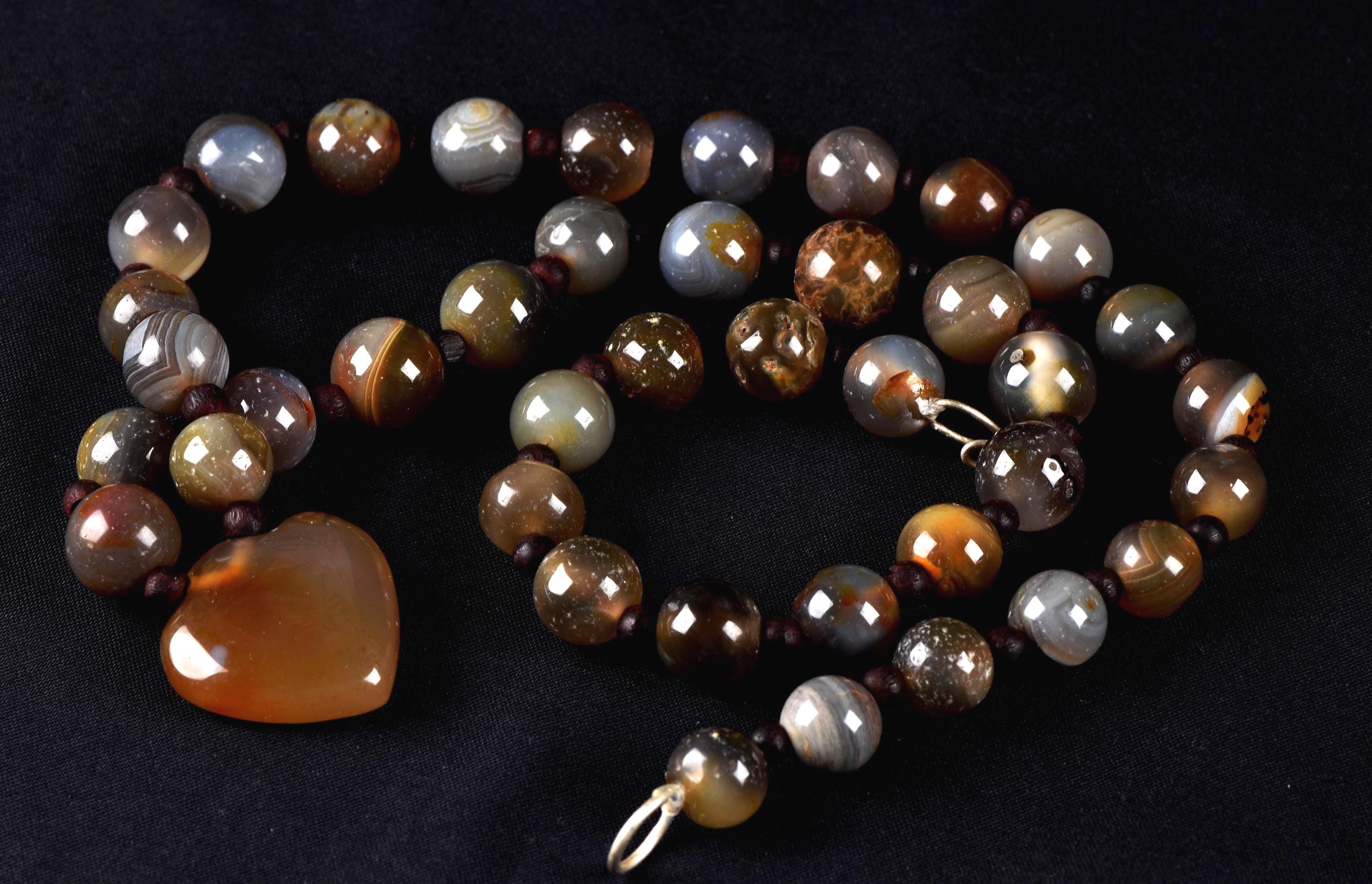 old rare Mystic Sulemani  bhaisajyaguru soloman bead 21 inch necklace  shaman protection reach patina  # 7993