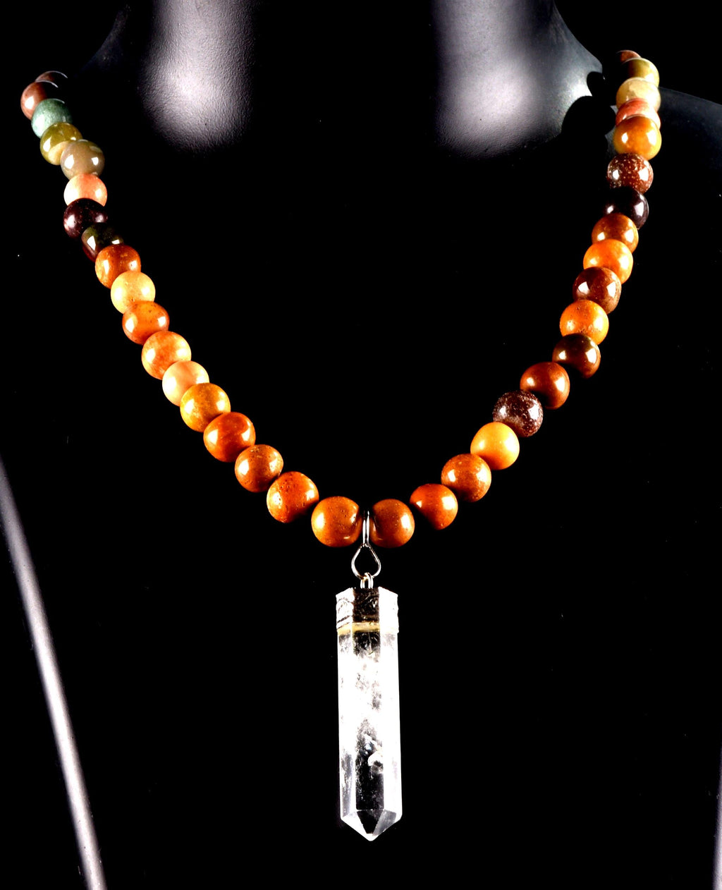 Red jasper green aventurian,golden healer  necklace with satyaloka satyamani pendant, transmuting emotional, mental and physical pain #6617