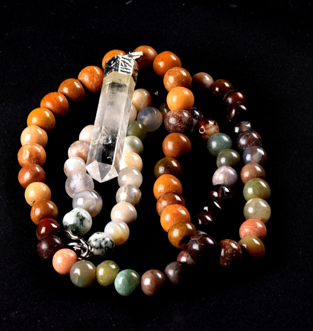 Red jasper green aventurian,golden healer  necklace with satyaloka satyamani pendant, transmuting emotional, mental and physical pain #6617