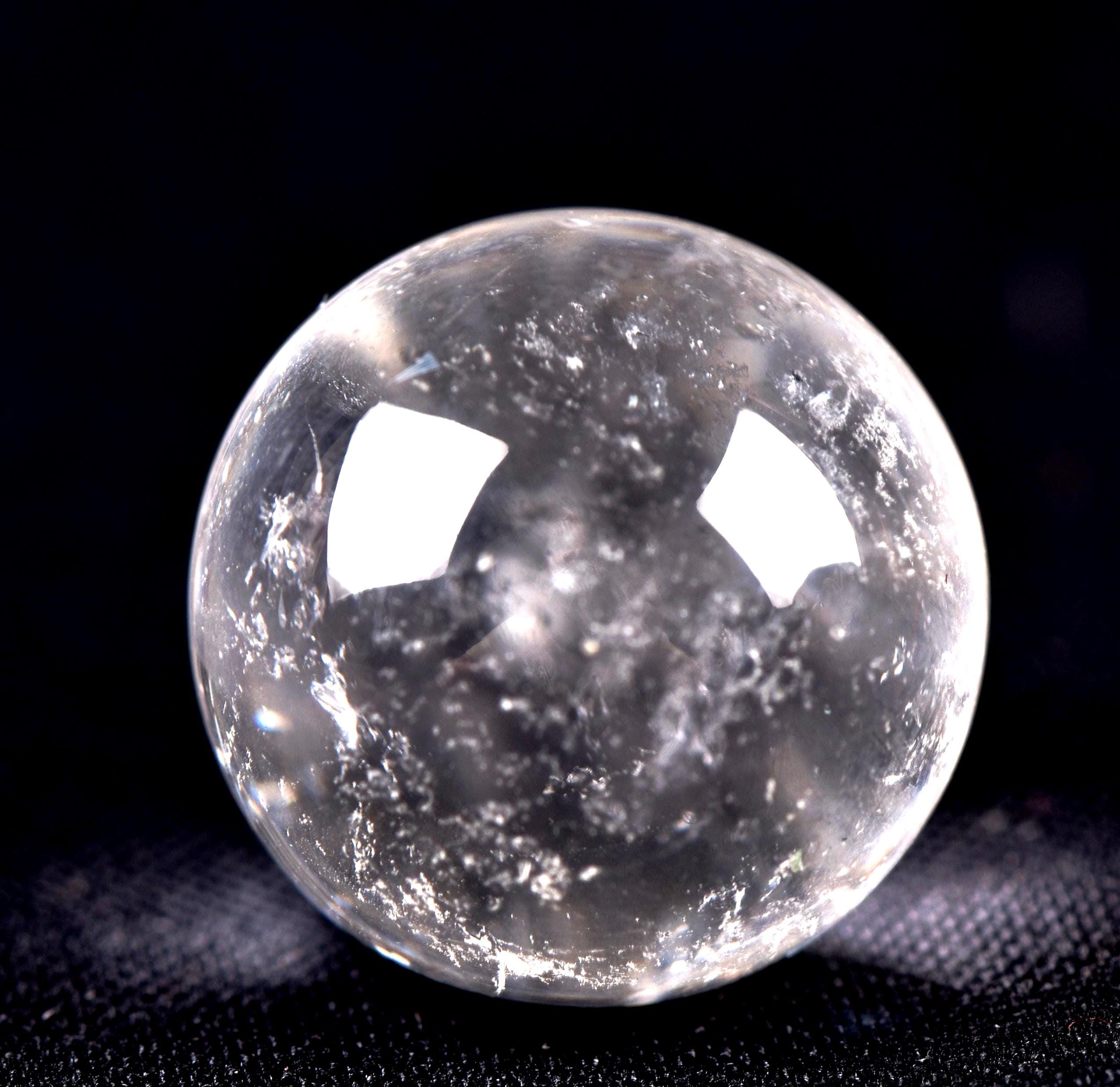 Satyaloka quartz tiny scrying devic  sphere  High frequency synergy 12 crystal ''sat-chit -ananda   #7940