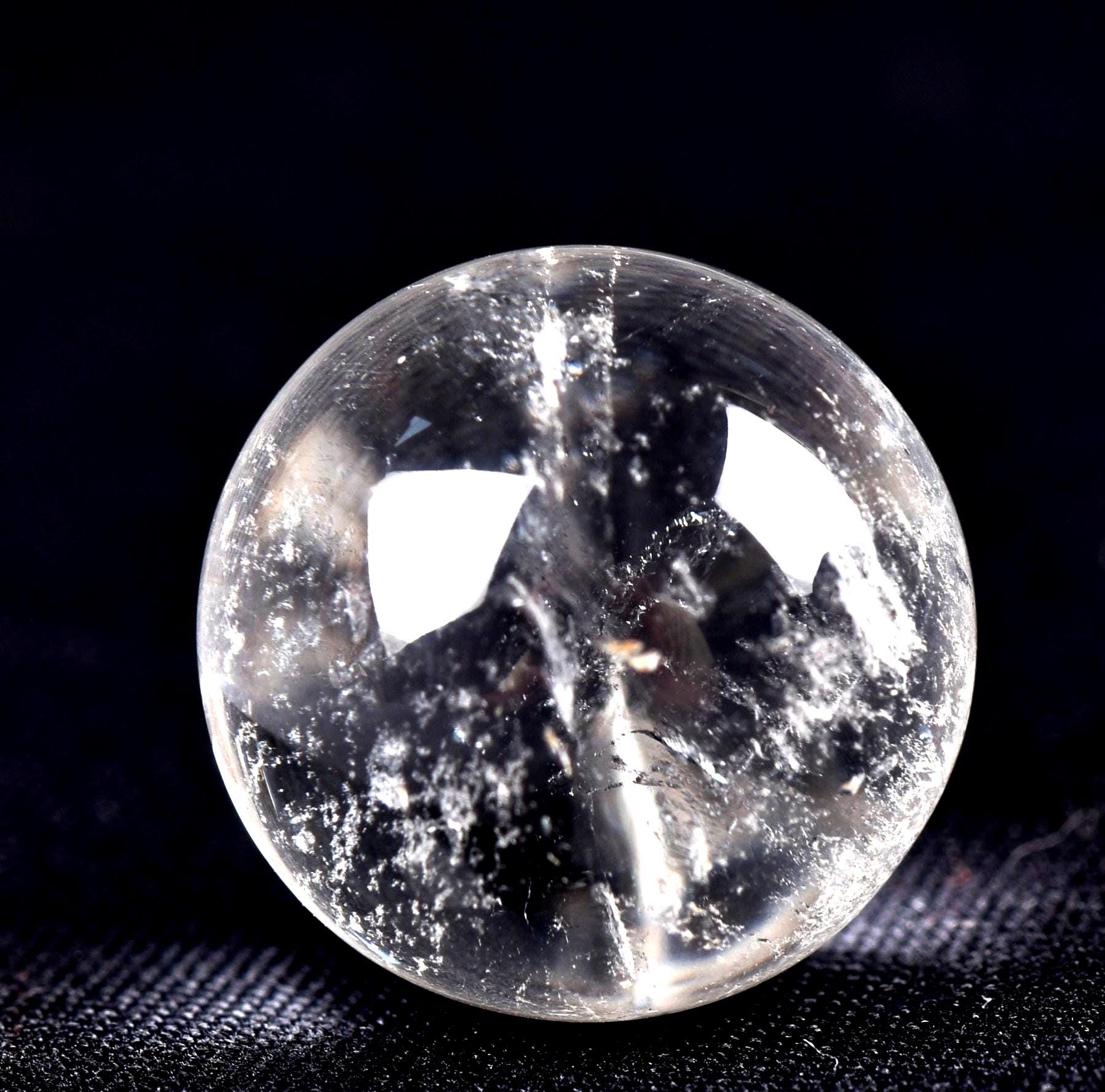 Satyaloka quartz tiny scrying devic  sphere  High frequency synergy 12 crystal ''sat-chit -ananda   #7940