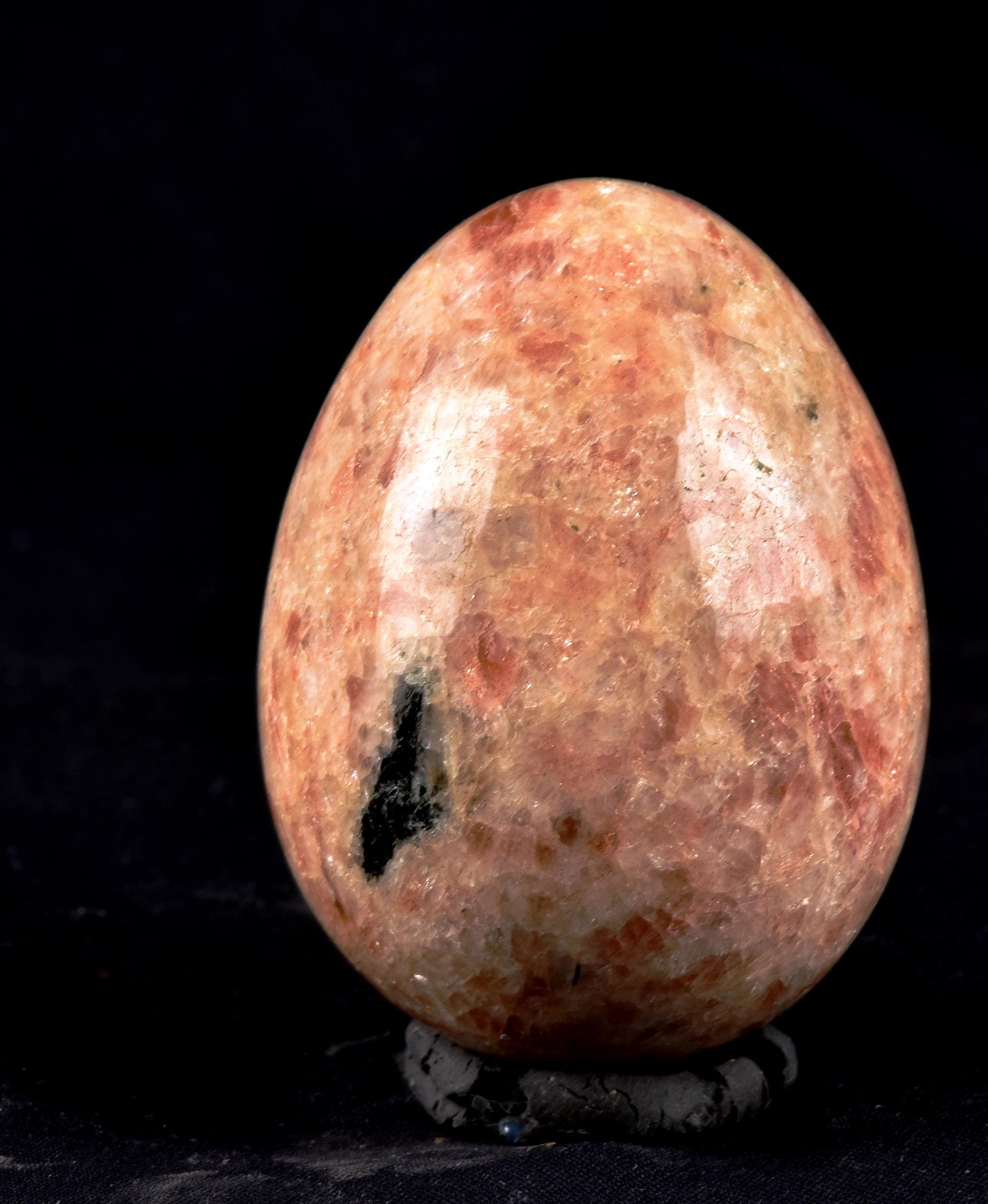 Sun stone with black tourmaline egg good luck freedom happiness 7954