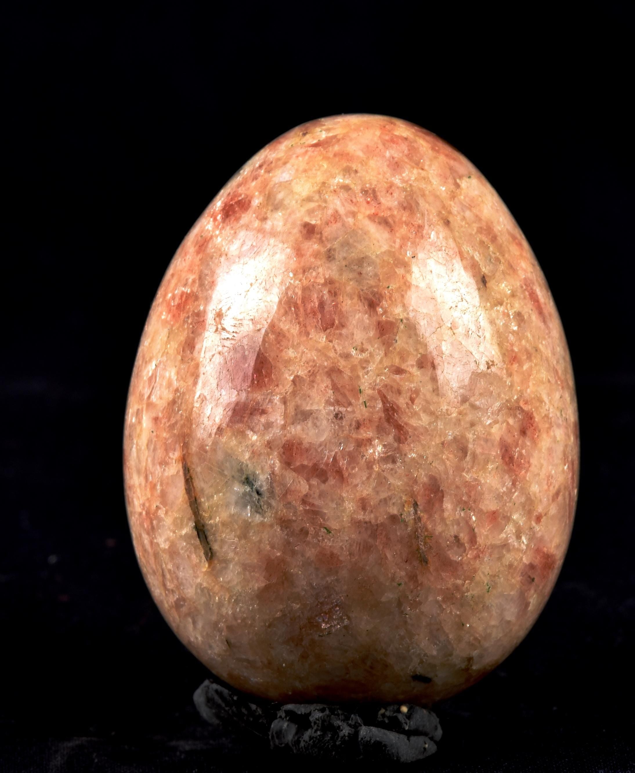 Sun stone with black tourmaline egg good luck freedom happiness 7954