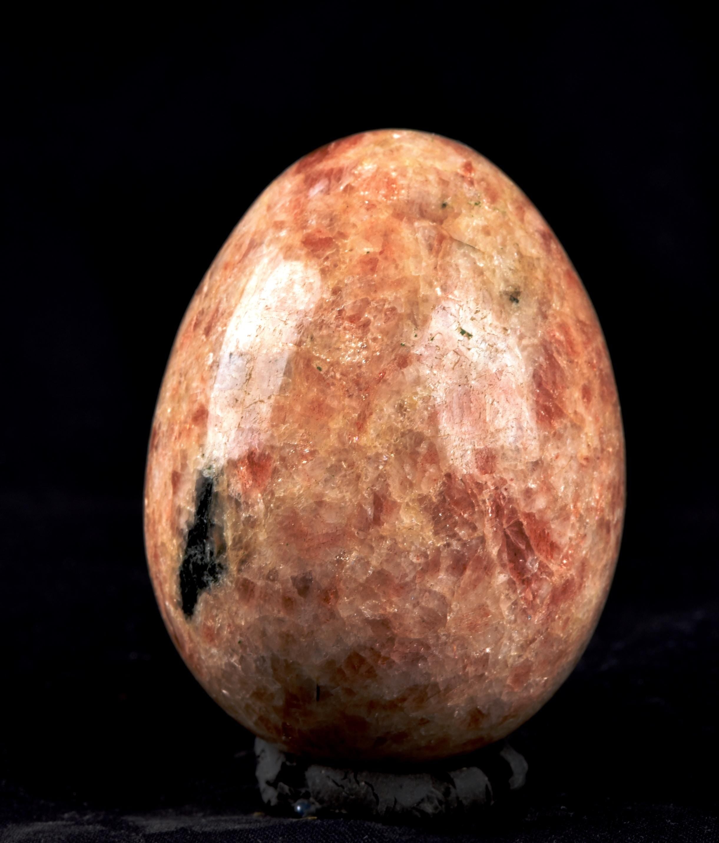 Sun stone with black tourmaline egg good luck freedom happiness 7954