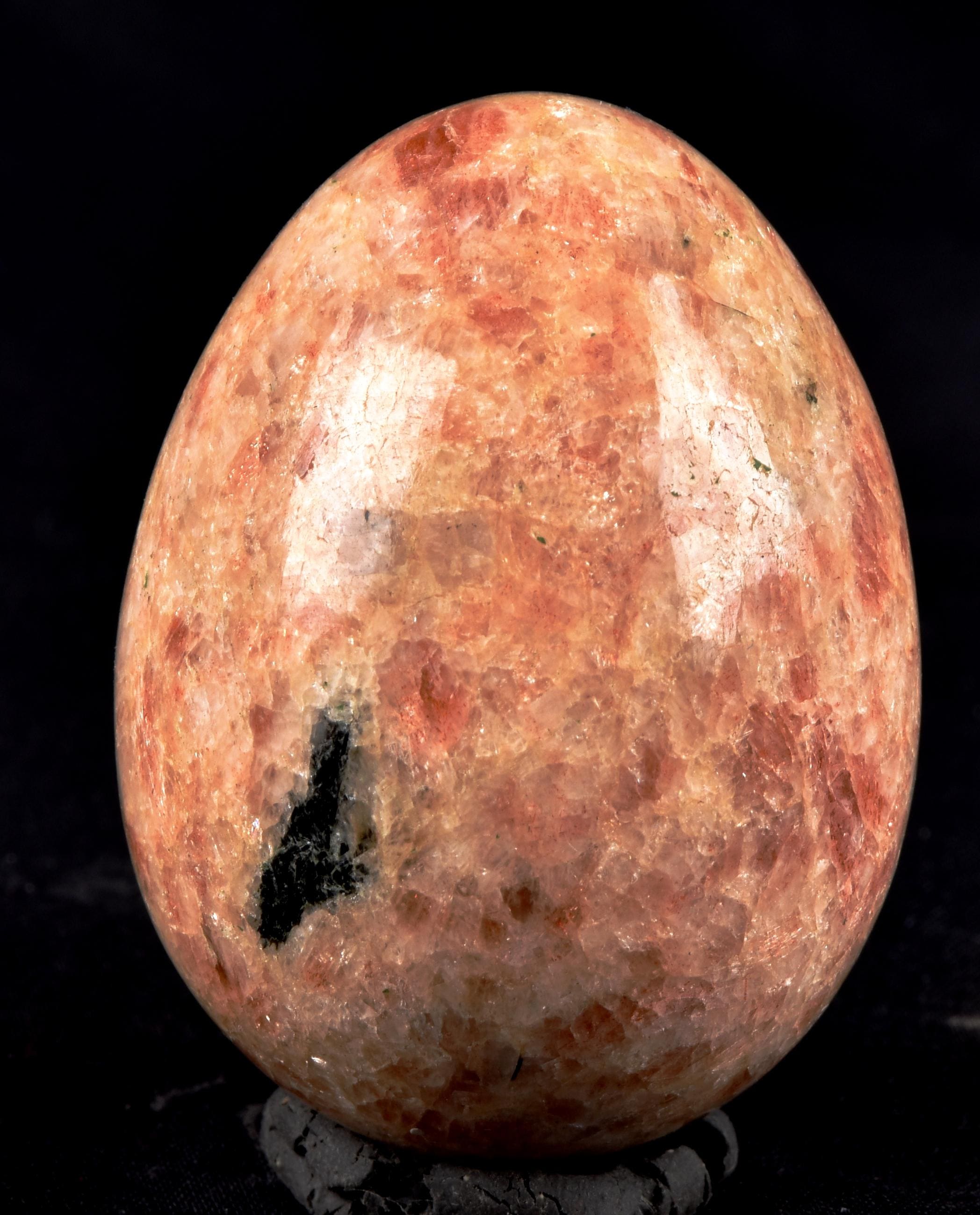 Sun stone with black tourmaline egg good luck freedom happiness 7954