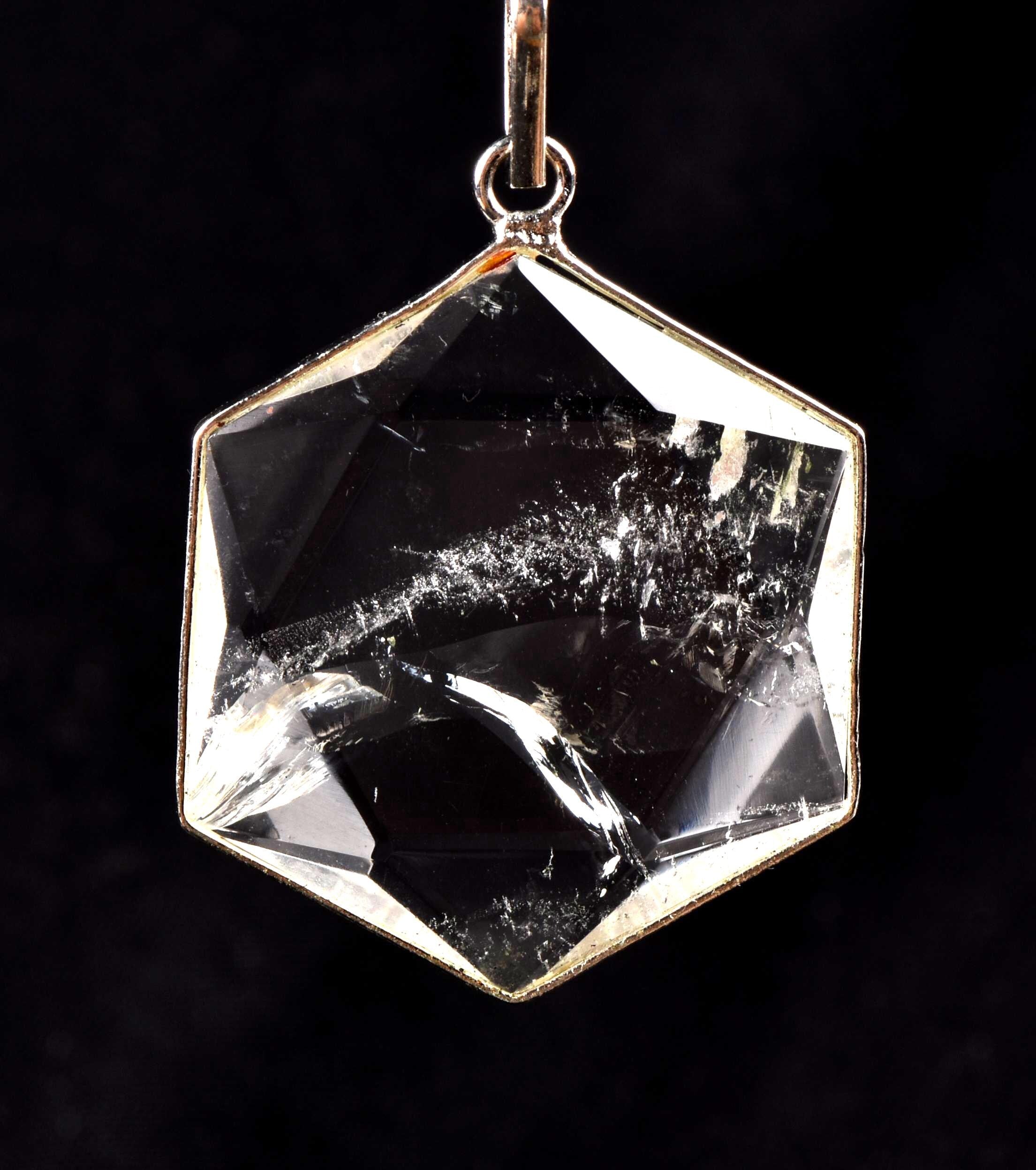 satyaloka Quartz Hexagonal Star Pendant Facilitator Accelerator| Hexagram | Sacred Geometry 7792