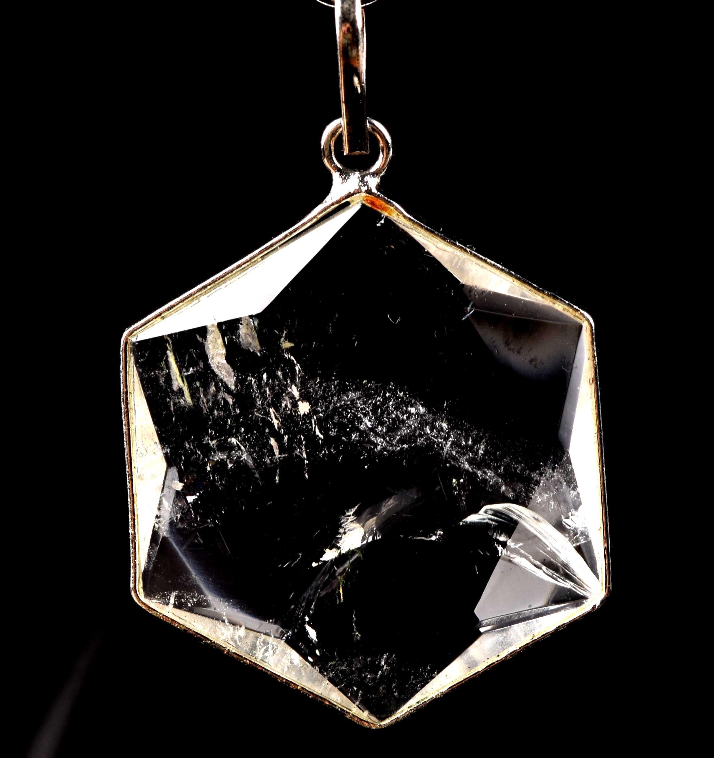 satyaloka Quartz Hexagonal Star Pendant Facilitator Accelerator| Hexagram | Sacred Geometry 7792