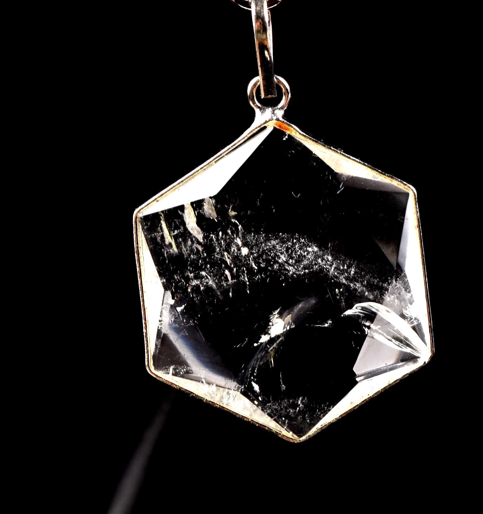 satyaloka Quartz Hexagonal Star Pendant Facilitator Accelerator| Hexagram | Sacred Geometry 7792