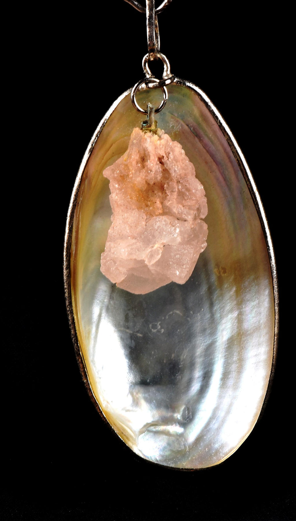 mother of pearl  framed pendant with nirvana quartz #8026