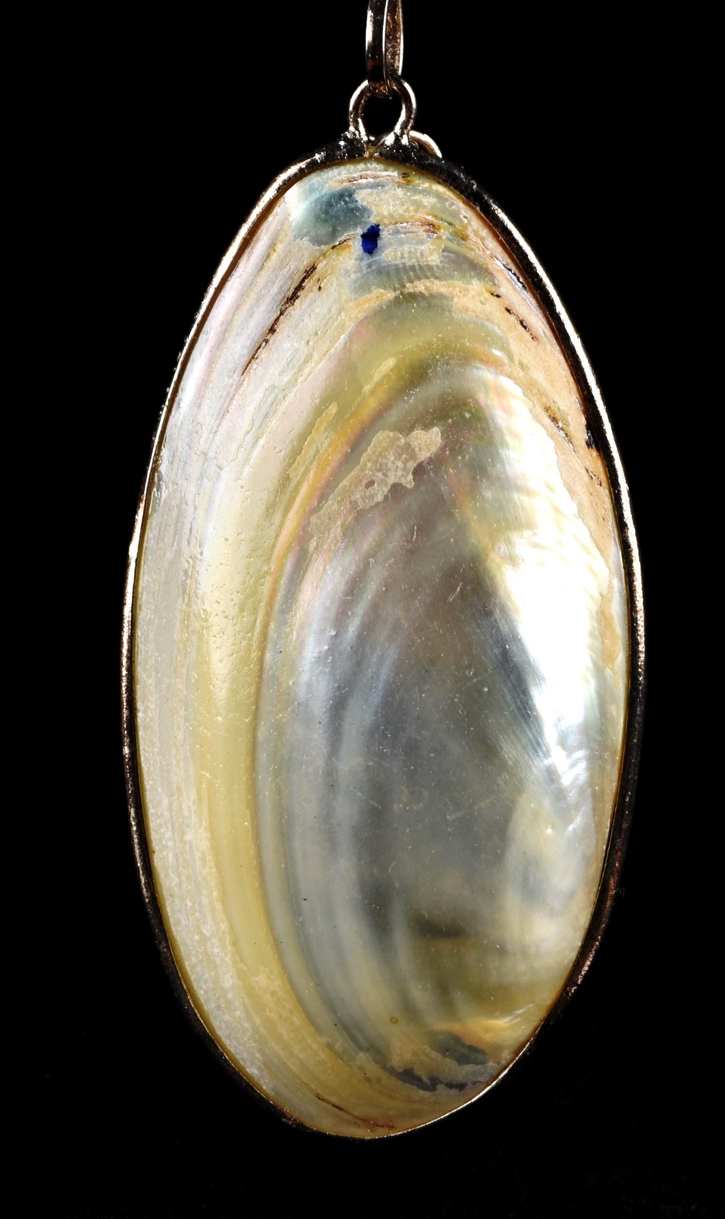 mother of pearl  framed pendant with nirvana quartz #8026