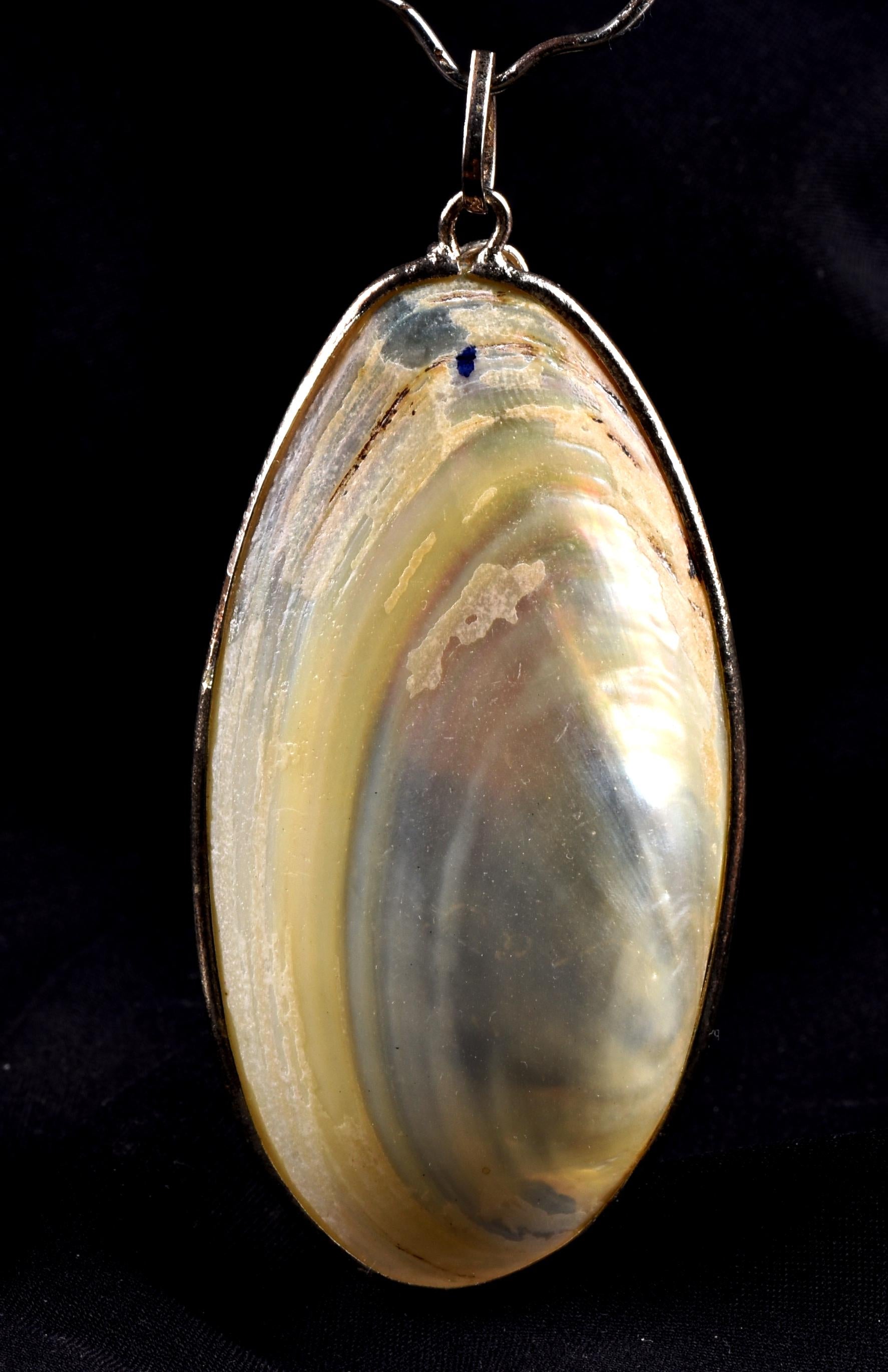 mother of pearl  framed pendant with nirvana quartz #8026