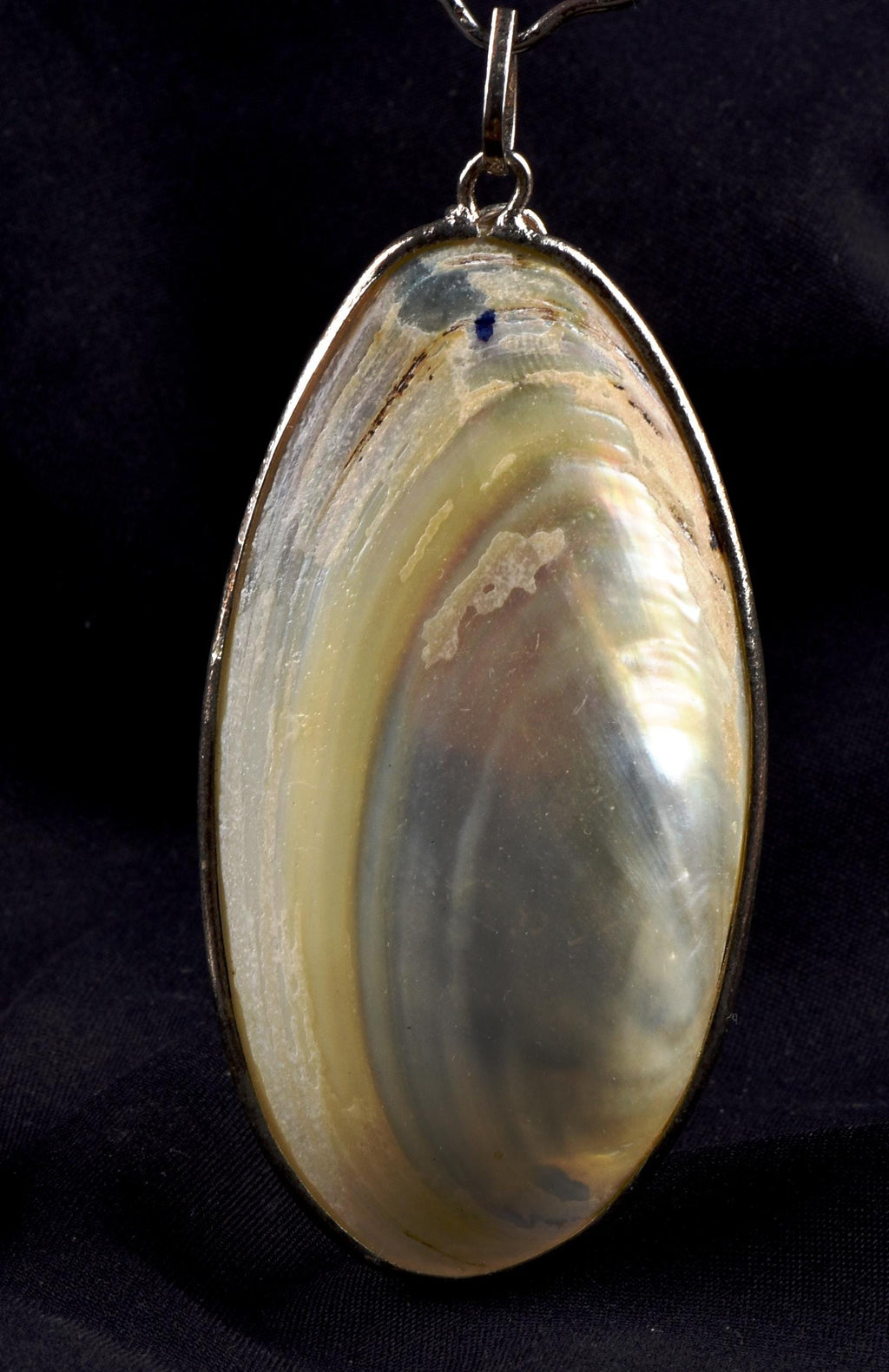 mother of pearl  framed pendant with nirvana quartz #8026