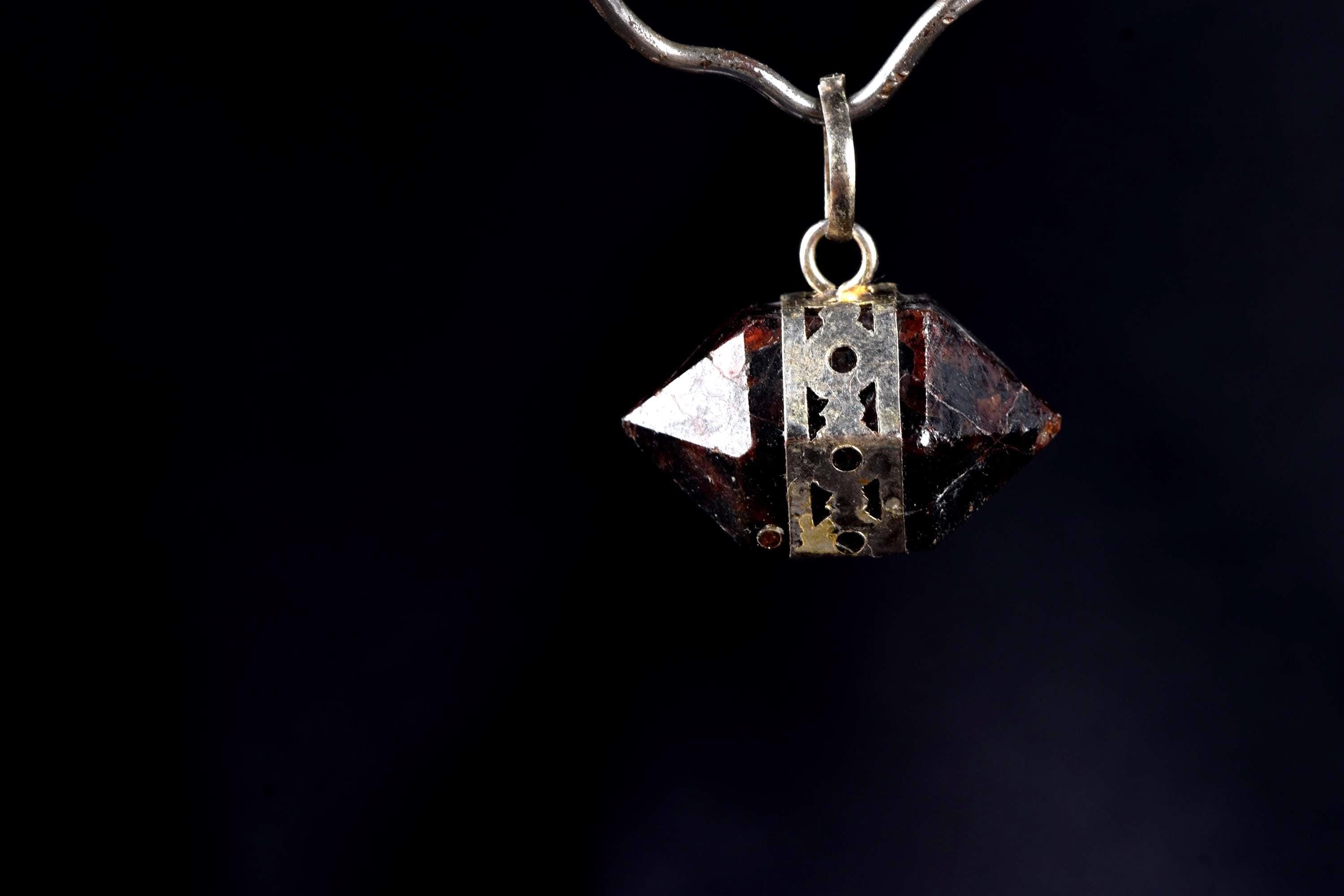 Garnet  Double Terminated polished Pendant  natural  gem  courage and passion #   8040