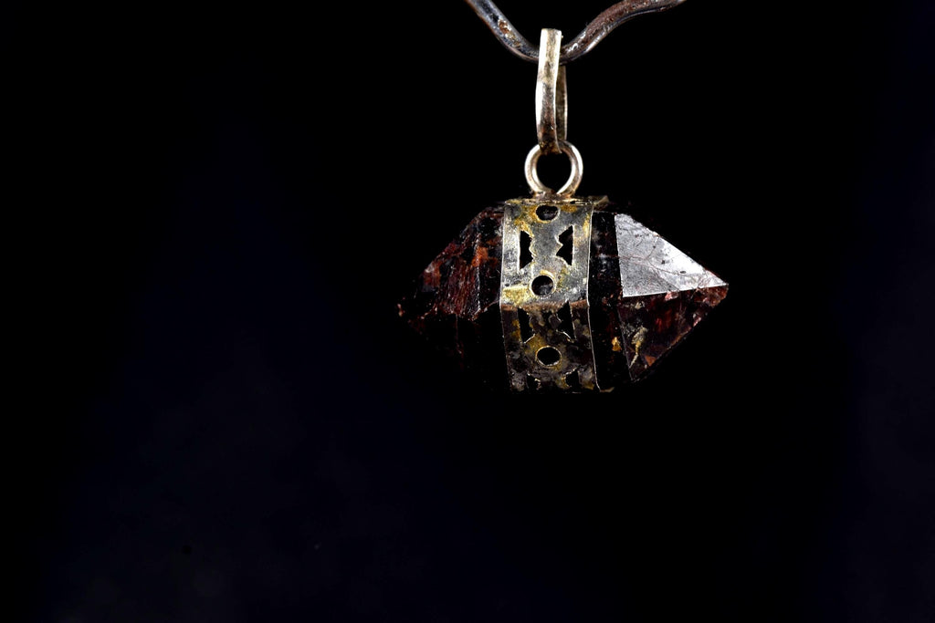 Garnet  Double Terminated polished Pendant  natural  gem  courage and passion #   8040