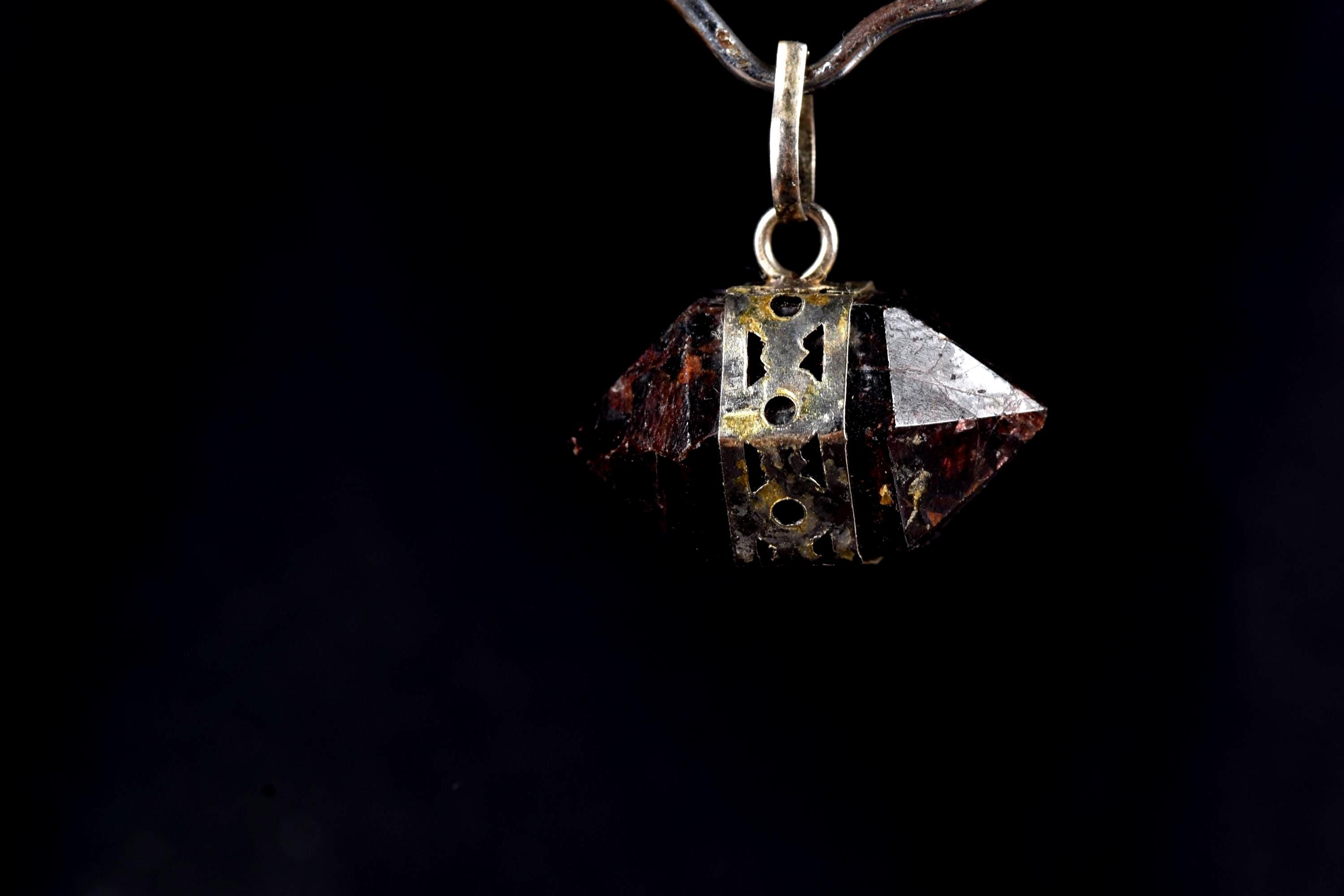 Garnet  Double Terminated polished Pendant  natural  gem  courage and passion #   8040