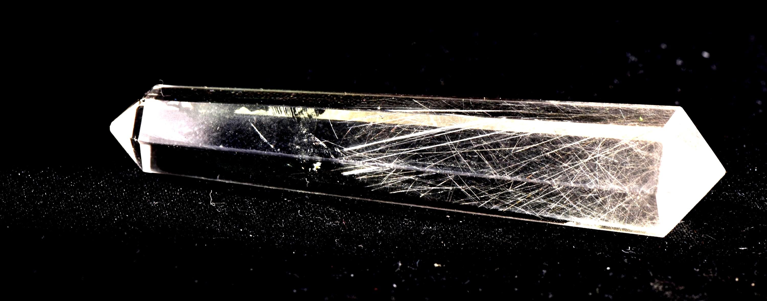 Satyaloka  quartz  double terminated silver rutile '' 6 sided'' High frequency synergy 12 crystal ''sat-chit -ananda. 7108