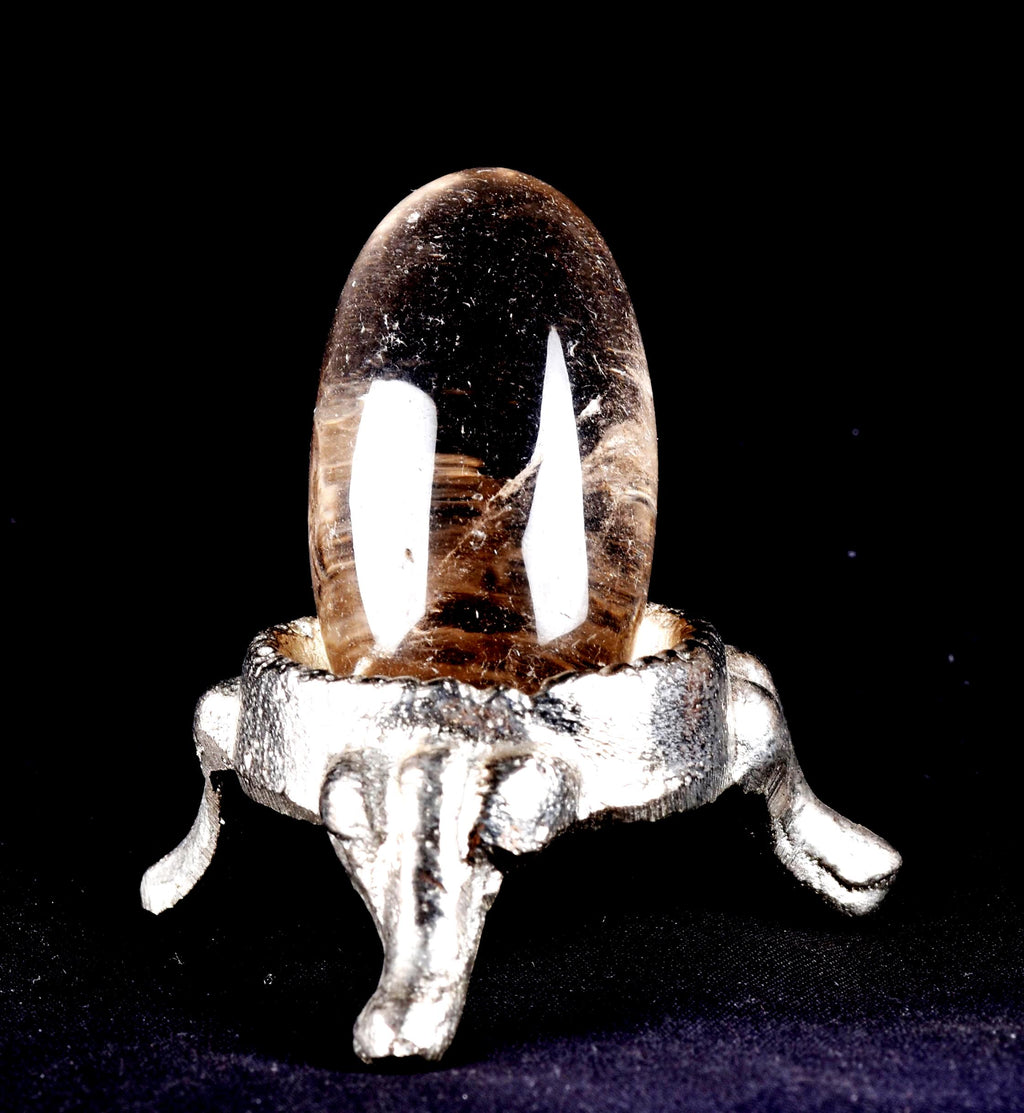 Satyaloka satyamani smoky quartz scrying devic mirror Lingam   High frequency synergy 12 crystal ''sat-chit -ananda  8049
