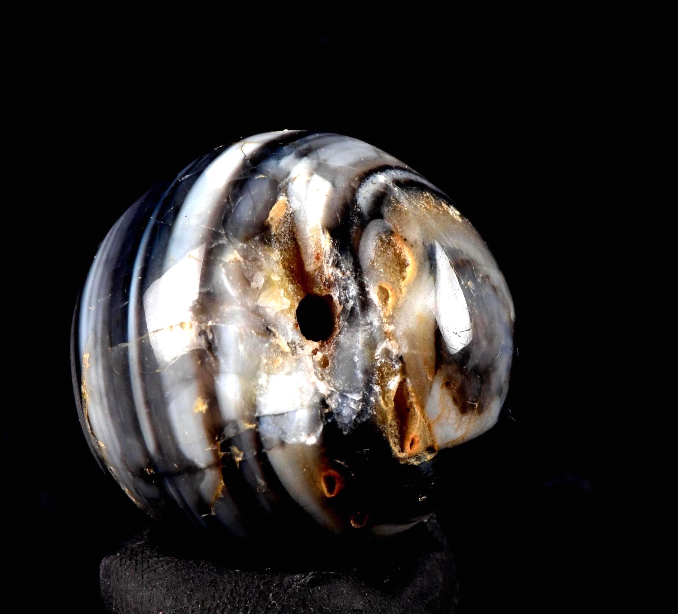 Mystic Sulemani  stone bead  bhaisajyaguru soloman stone evil eye shaman protection reach patina  #7664