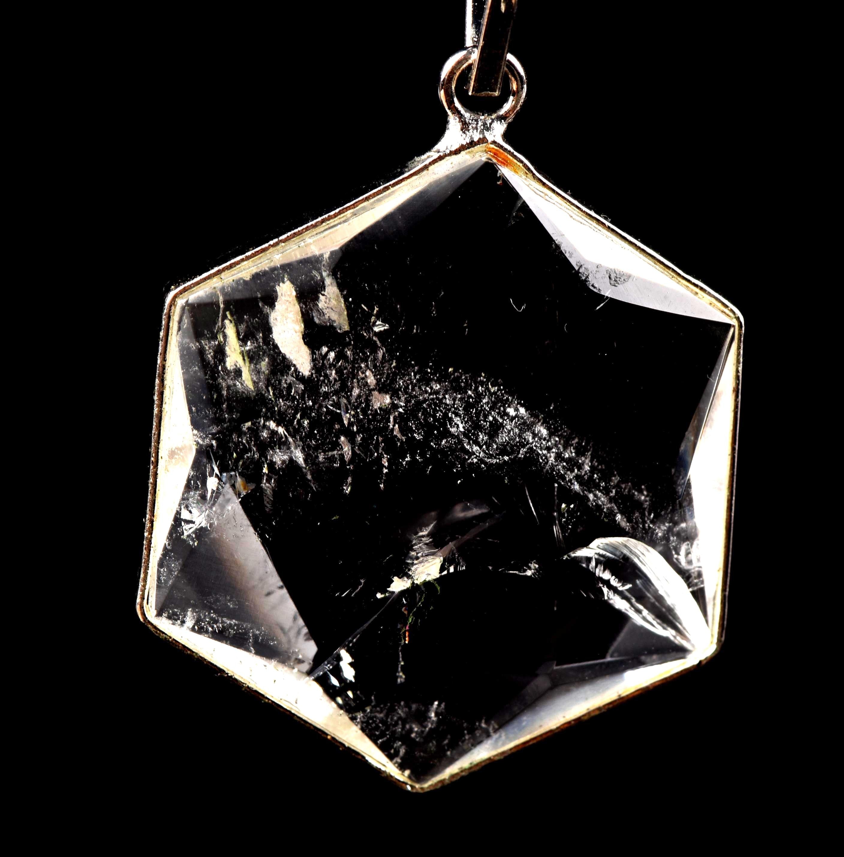 satyaloka Quartz Hexagonal Star Pendant Facilitator Accelerator| Hexagram | Sacred Geometry 7792