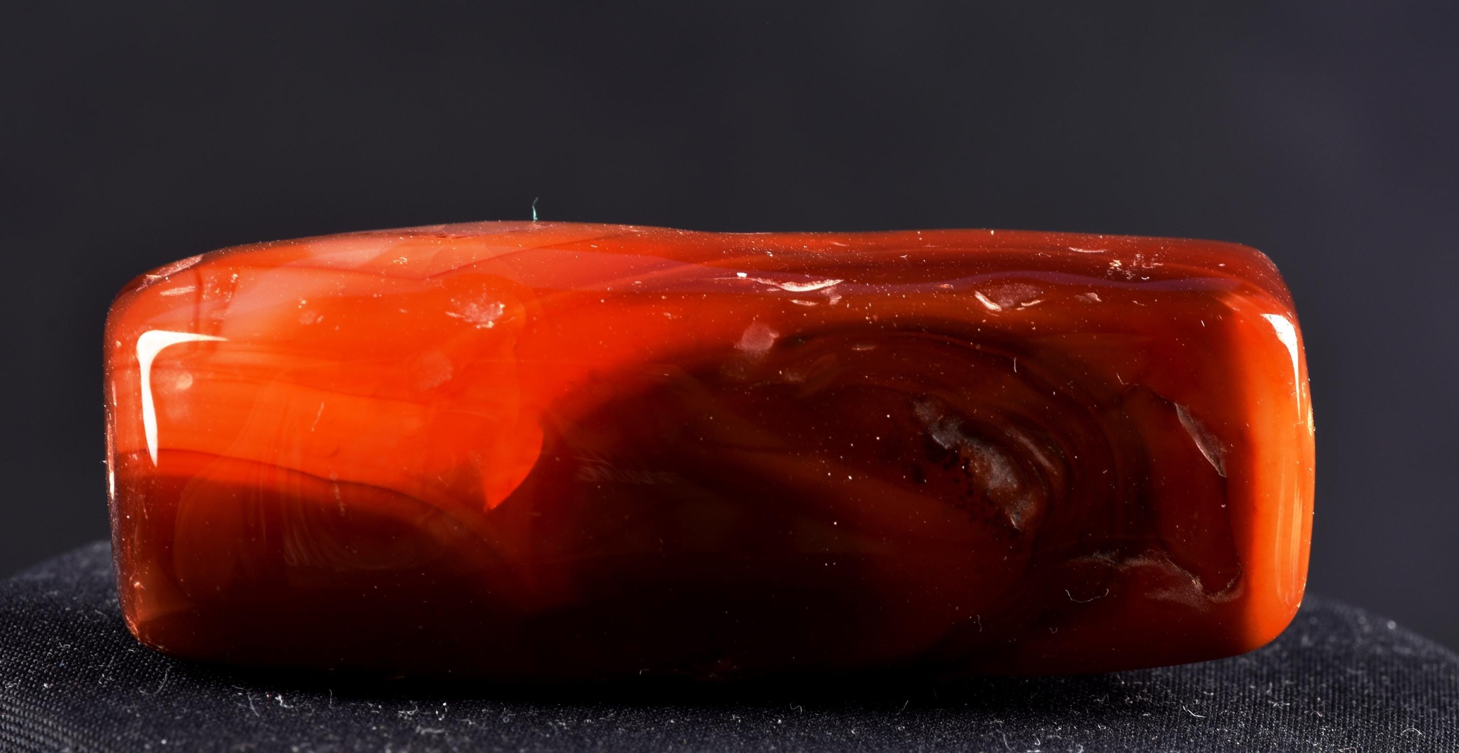 old mystic  pema raka = red lotus color  Carnelian  agate bead for strength courage creativity ''sanctified '' retualistic demadged  #8086