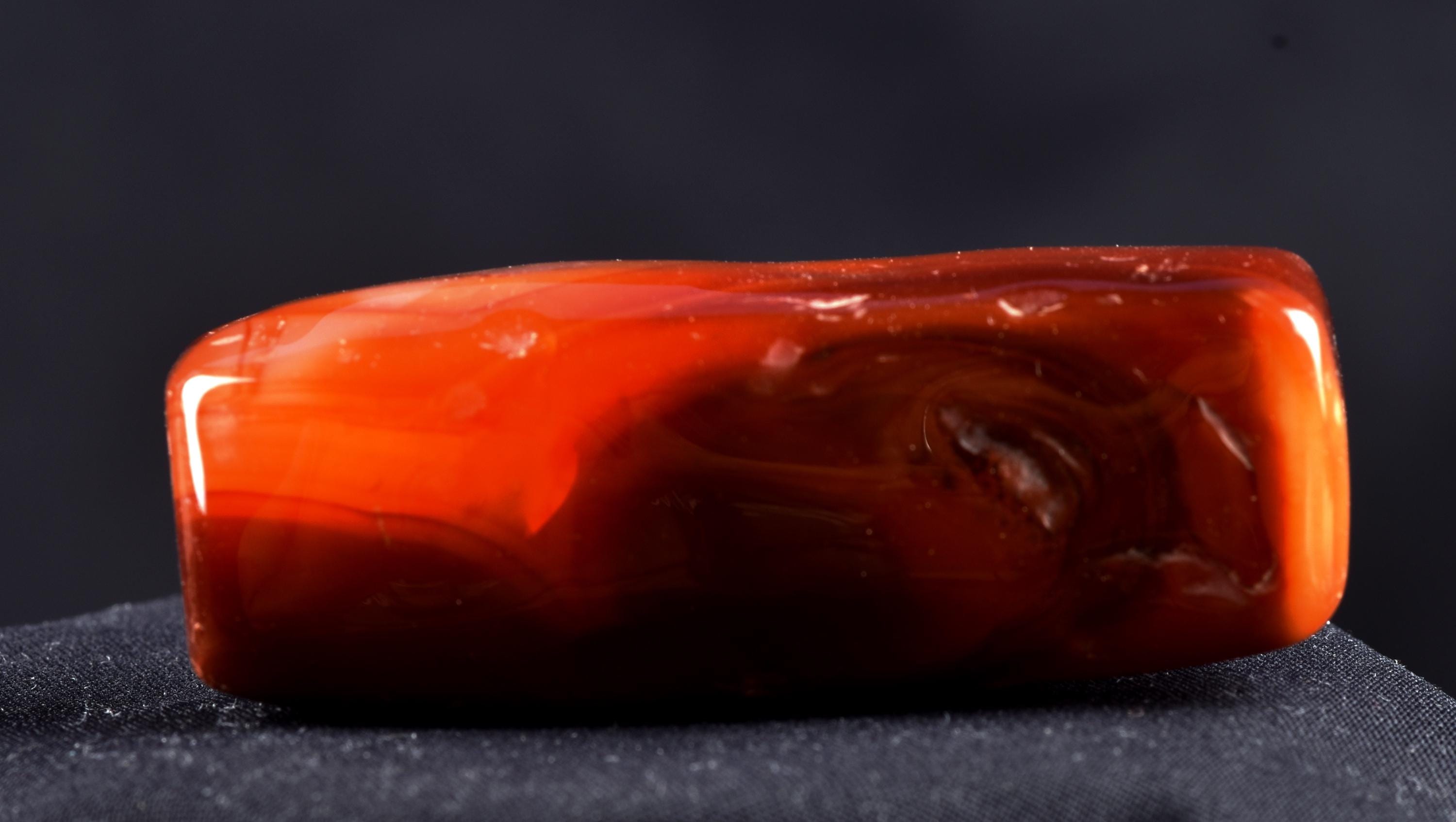 old mystic  pema raka = red lotus color  Carnelian  agate bead for strength courage creativity ''sanctified '' retualistic demadged  #8086