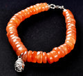 Rare mystical  carnelian button beads bracelet with  Buddha shaman protection good luck bracelet # 7333