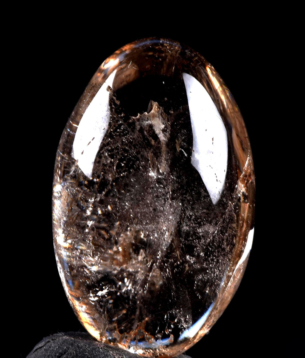 Satyaloka satyamani smoky quartz scrying devic mirror Lingam   High frequency synergy 12 crystal ''sat-chit -ananda  8104