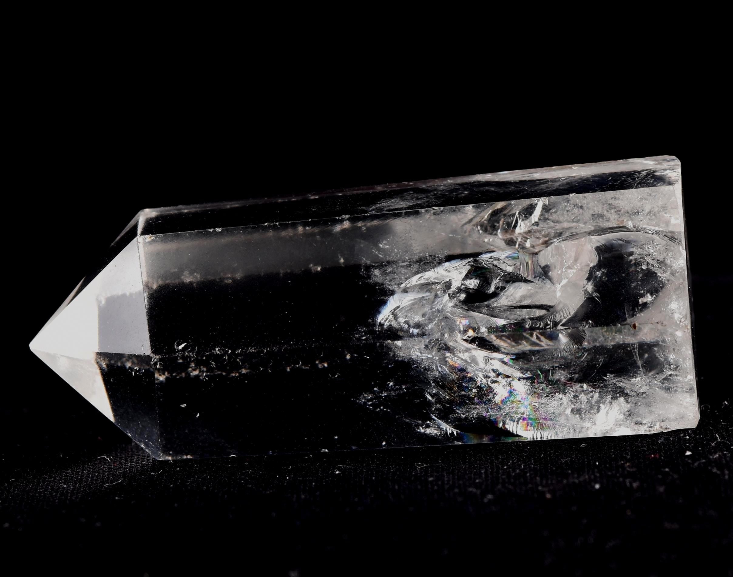 Satyaloka  quartz  8 sided obelisk rainbow  wand  High frequency synergy 12 crystal #8121